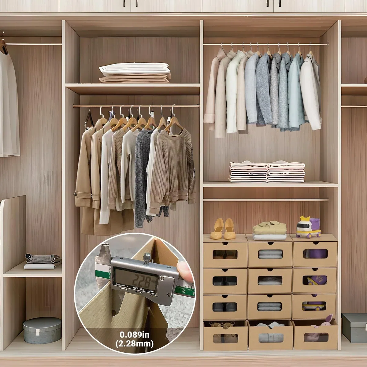 Cajas de almacenamiento con ventana y cajón, juego de 10 unidades, 33 x 30 x 35 cm, cajas apilables para zapatos de cartón, caja de zapatos, caja de juguetes, almacenamiento para accesorios