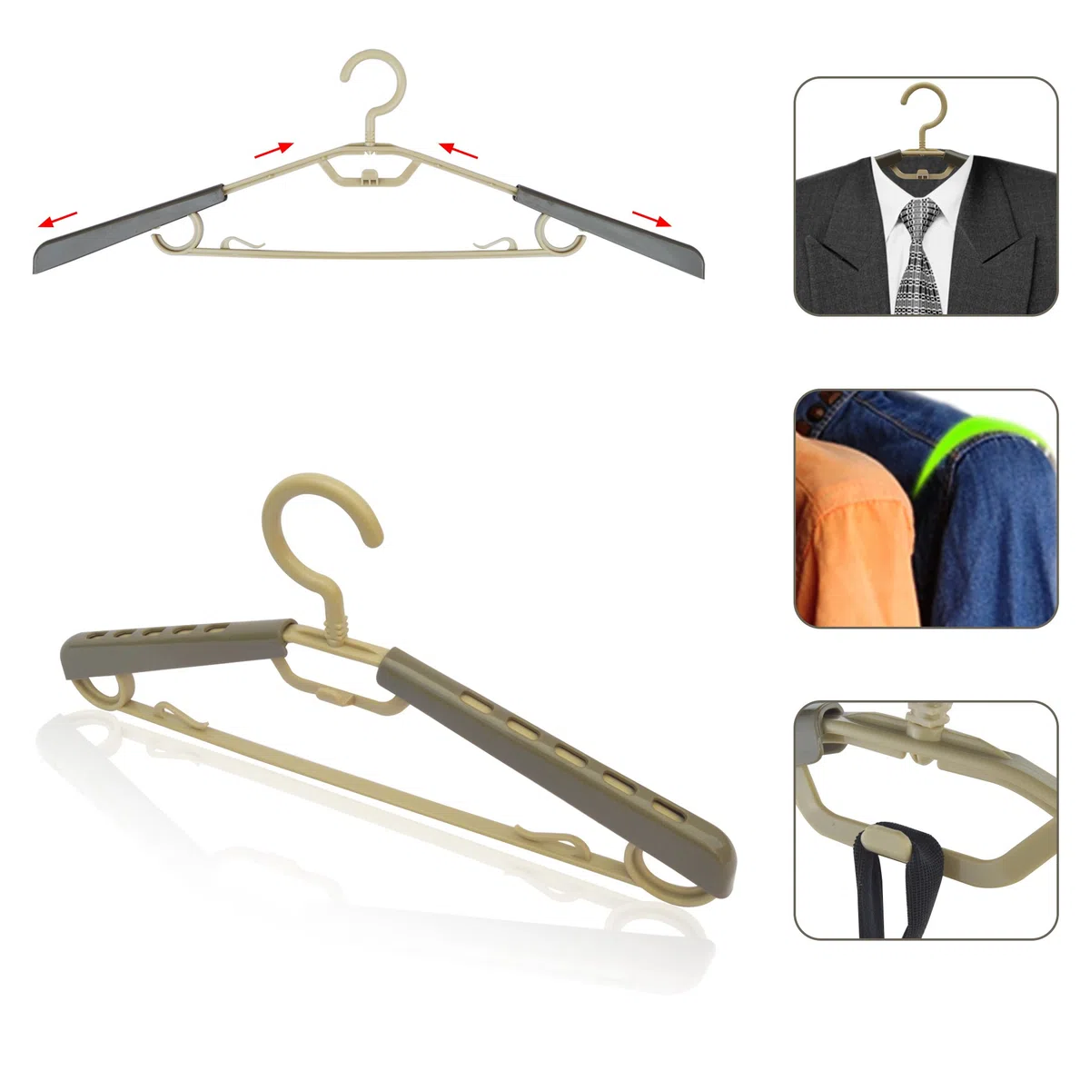 ipow 5PCS Percha Extensible Retrátil 38-58cm, Percha Grande para Ropa Camisa Abrigo