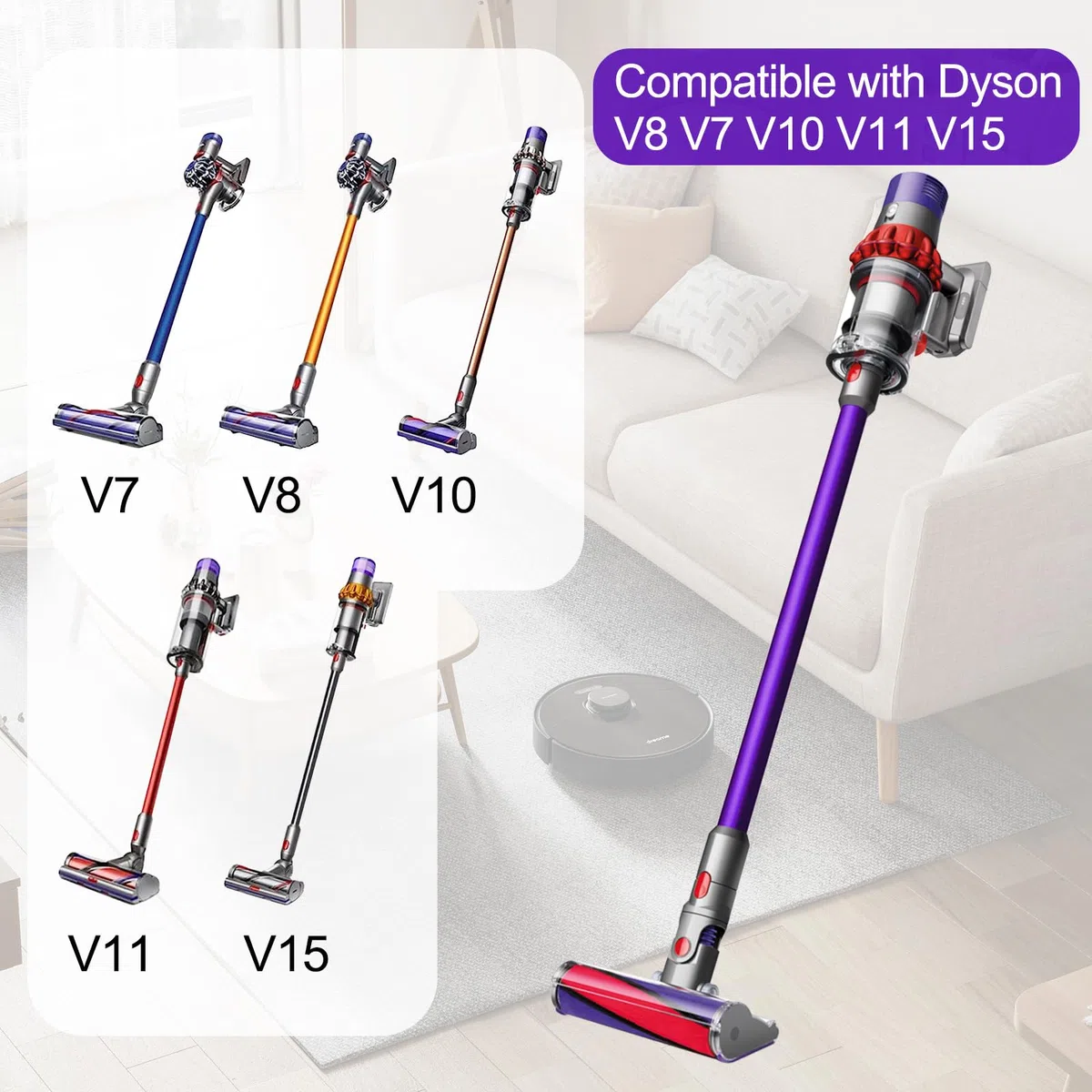 Tubo de Varilla Telescópico para Dyson V15 V11 V10 V8 V7 Aspiradora, Tubo Telescópico De 73 CM Liberación Rápida