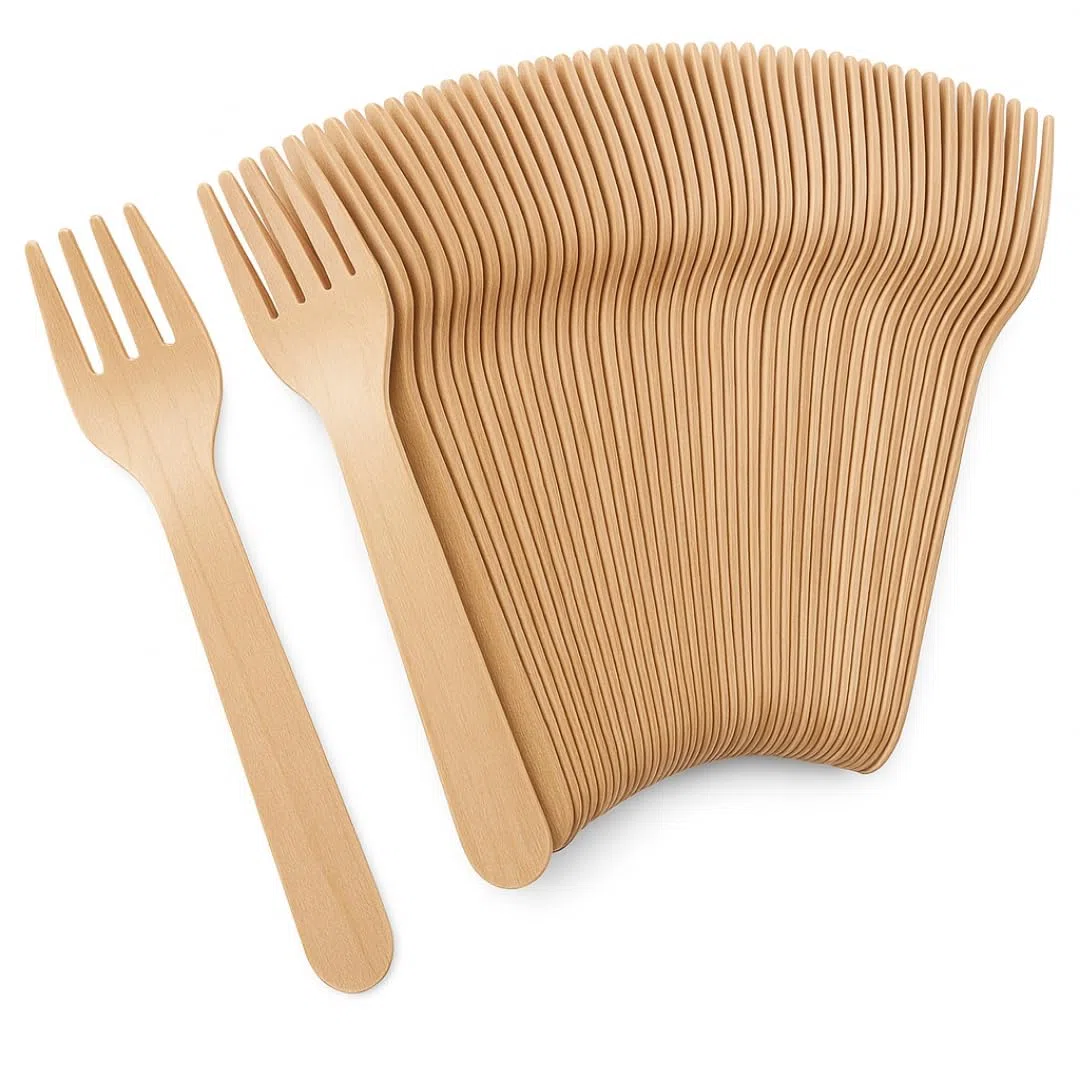 Tenedores de Madera Desechables 160 mm – Pack 500 Unidades | Cubiertos Ecológicos y Compostables | Sin Sabor | Tacto Suave | Ideales para Eventos, Catering y Para Llevar