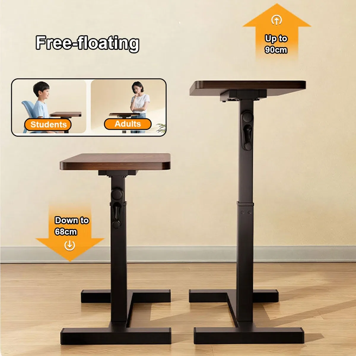 Altura Ajustable Mesa auxiliares Cama sofá,Mesa Ordenador portatil pequeña con Ruedas,Mesa for Comer en Dormitorio camao,para Salón Sofá Oficina Mesa de Comer Médica Hospital(60 * 40CM/24 * 16IN)