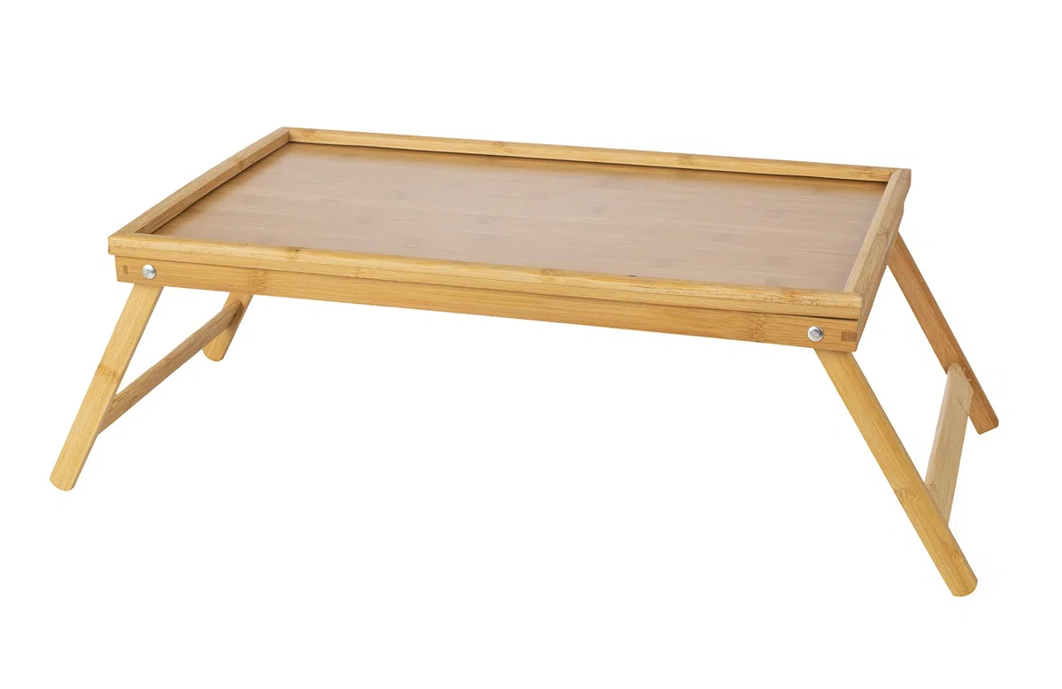 HERSIG - Bandeja portátil - Mesa para Cama - Bandeja de Bambu Plegable 60x30x21 CM - Bandeja Cama Resistente - Mesa Comer Sofa - Mesas Auxiliares Plegables - Bandejas Auxiliares