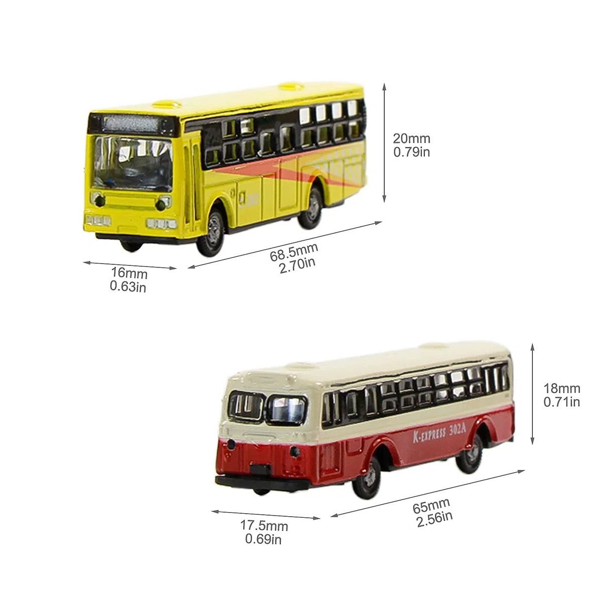 Evemodel 4piezas 1: 150 Coches en Miniatura iluminados Escala N Autobuses con Luces LED de 12V
