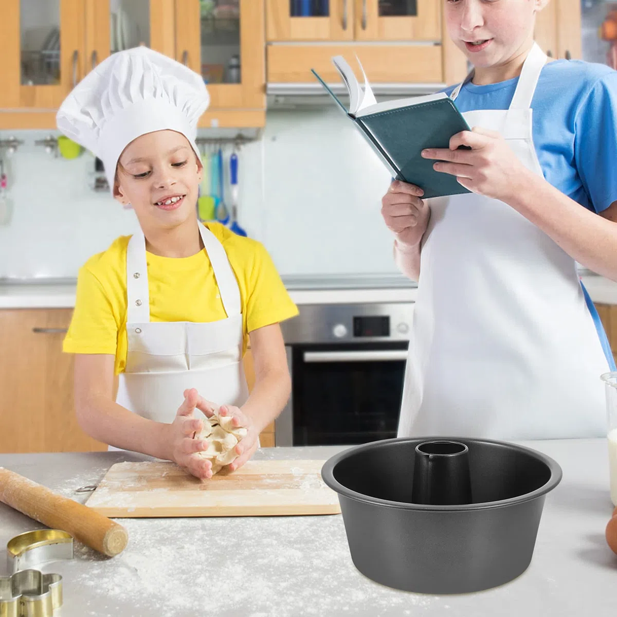 OQHAIR Angel Food Cake Pan Tubo de Gasa Pan Molde para Hornear Molde para Pasteles con Parte Inferior Suelta extraíble Utensilios para Hornear antiadherentes Herramienta para Hornear de c