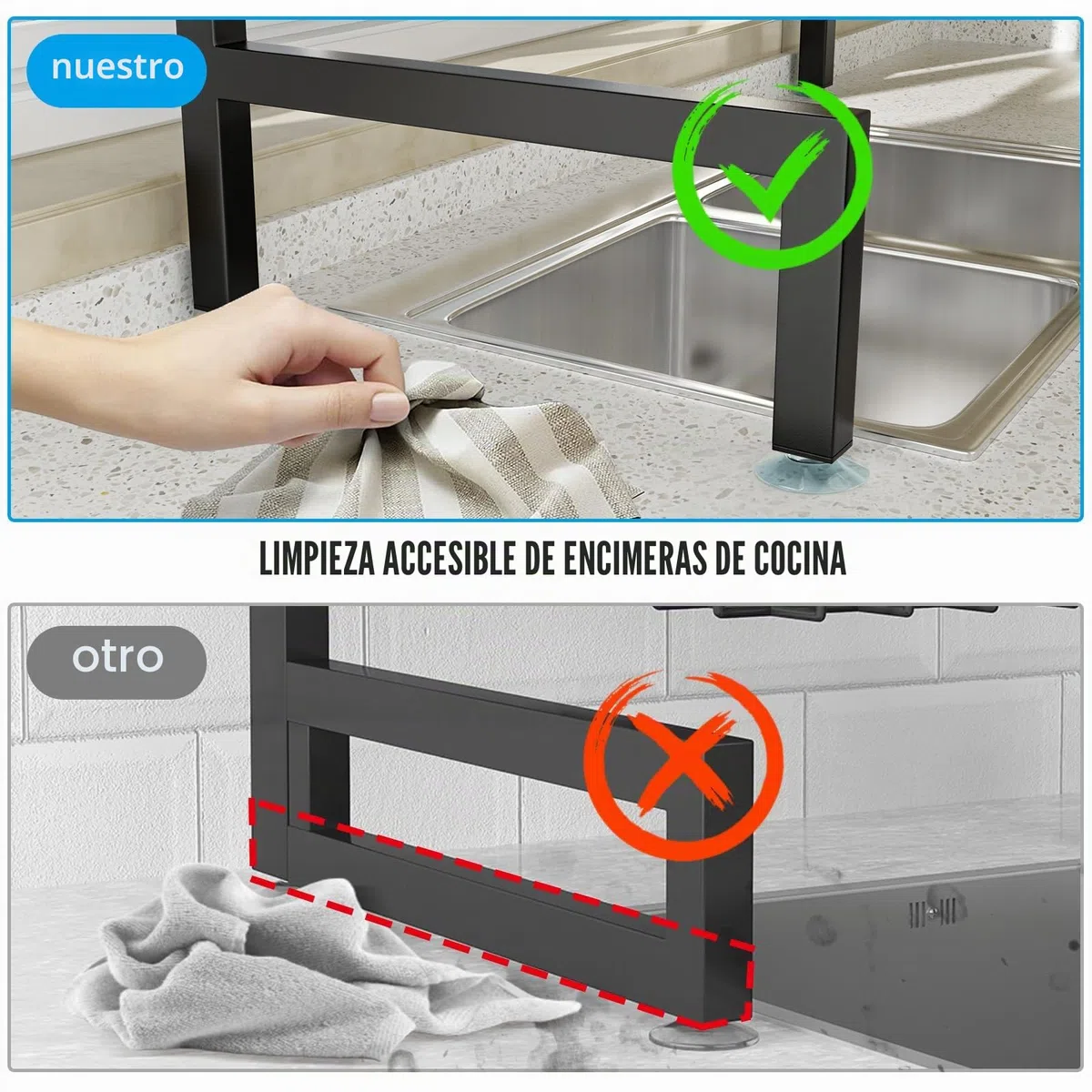 SNSLXH Escurridor de Platos de 2 Niveles, 4 cestas sobre el Fregadero, 67.5 cm-89.9 cm, Estante Grande para Fregadero para Cocina, Extensible y Ajustable, Ahorra Espacio en la Cocina
