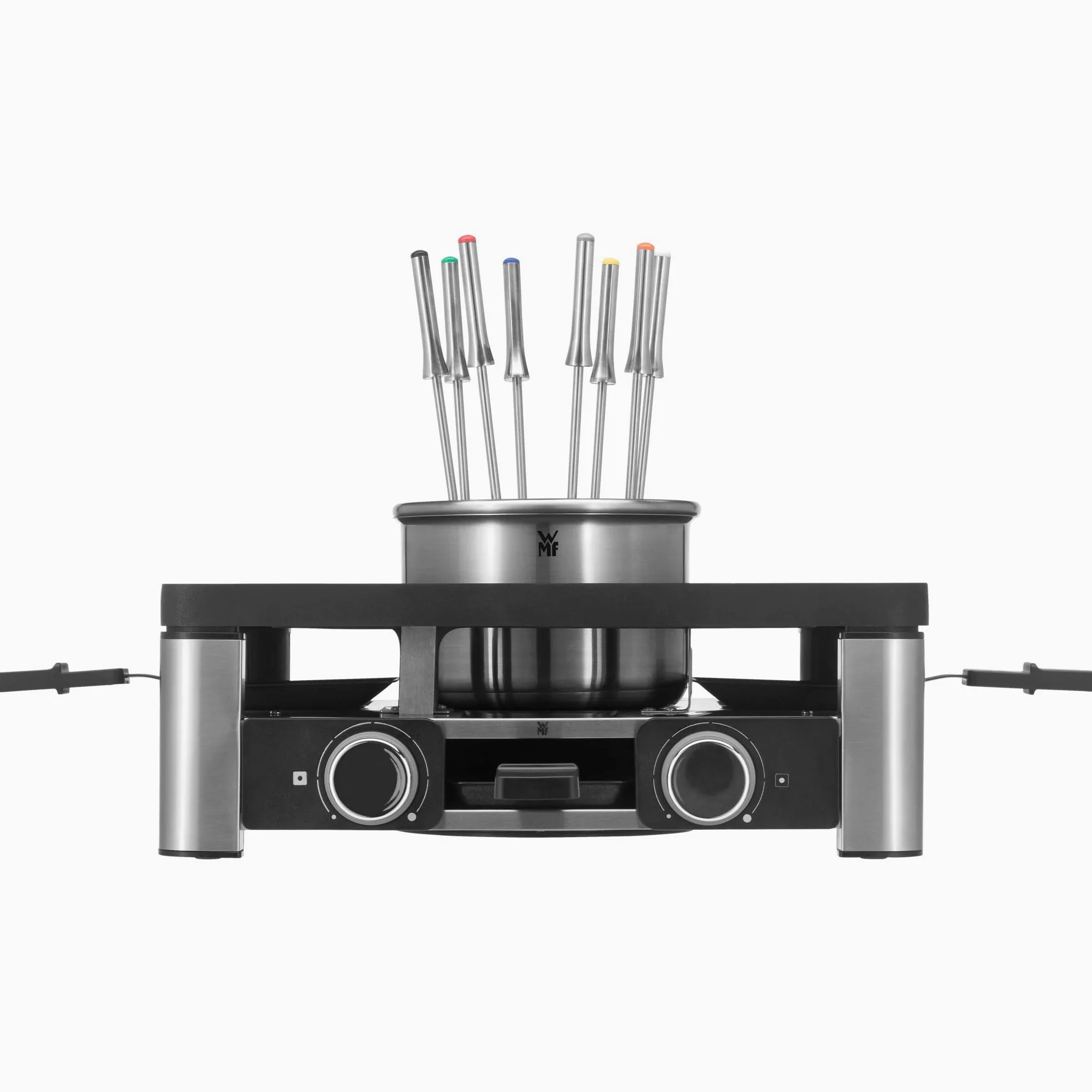 WMF Lumero - Grill Gourmet 3 en 1, 3 funciones Raclette, Fondue, Grill iluminación LED, Gourmet, hasta 8 personas, hasta 1 L, acero inoxidable, antiadherente