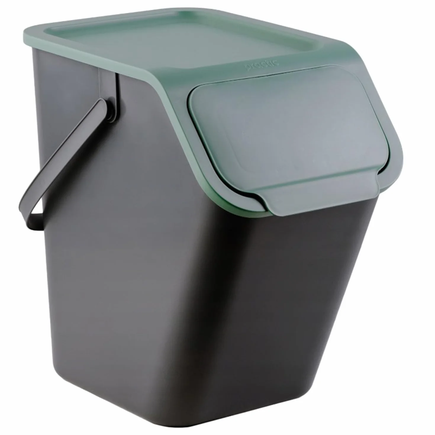 Practic Bini Juego de 3 Cubos de Basura, Cubos Apilables, Tapa con Sistema de Clic, Separación de Residuos de Cocina (3x25L + filtros)
