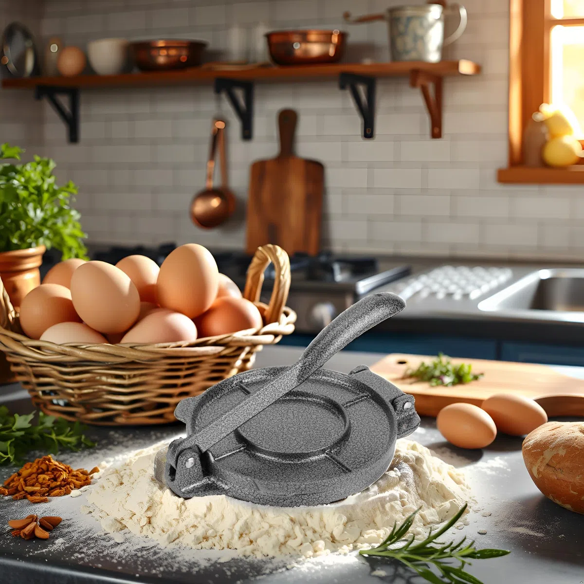 Máquina para Prensar Tortillas de 6,5 Pulgadas, Herramientas para Prensar Masa de Tortillas de Maíz de Aleación de Aluminio, Fácil de Desmoldar, Herramienta para Hornear