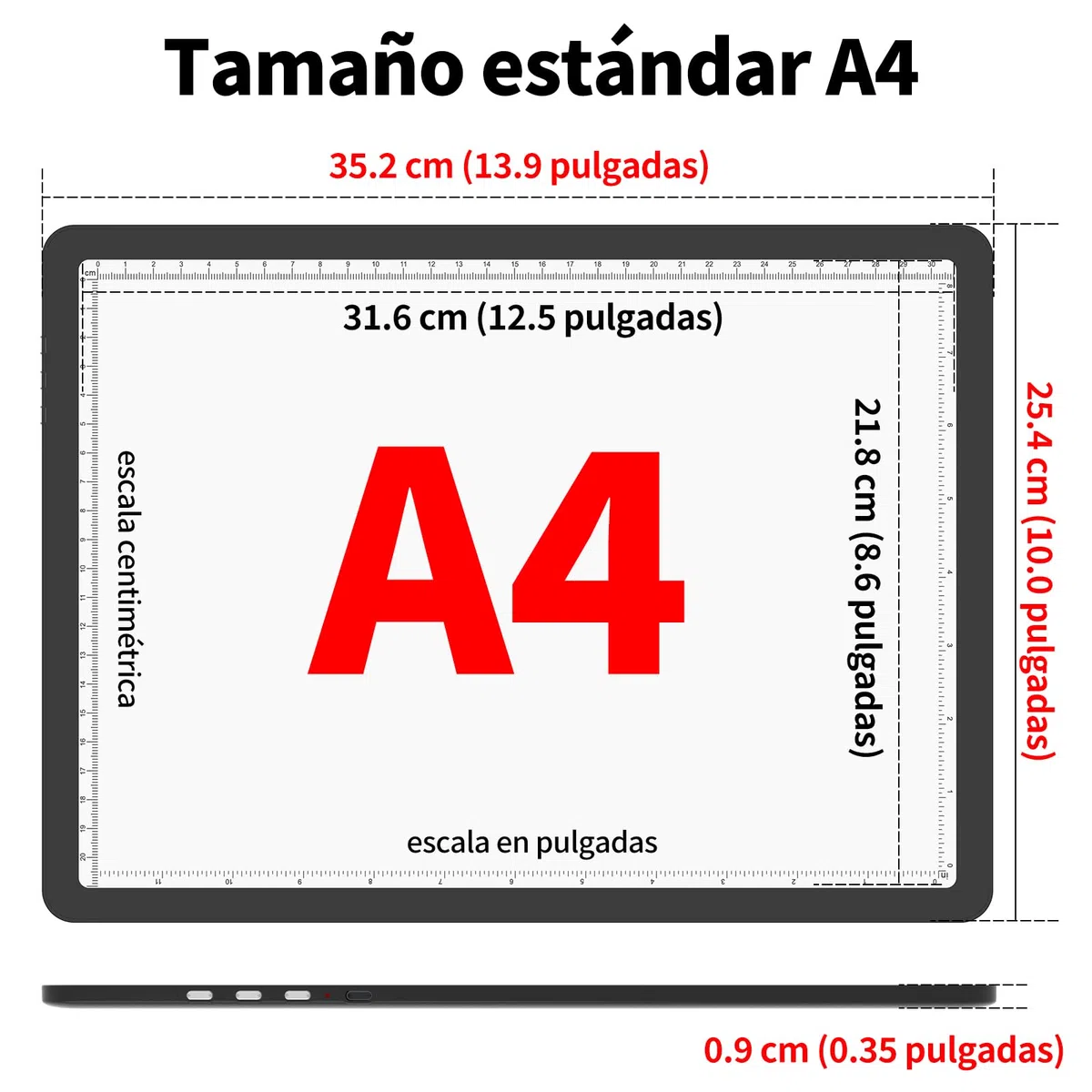 TOHETO Tablero de luz A4 para pintura de diamantes, almohadilla de luz magnética súper brillante con botones laterales, caja de luz para trazar y dibujar, mesa de luz con cable para bocetos, animación