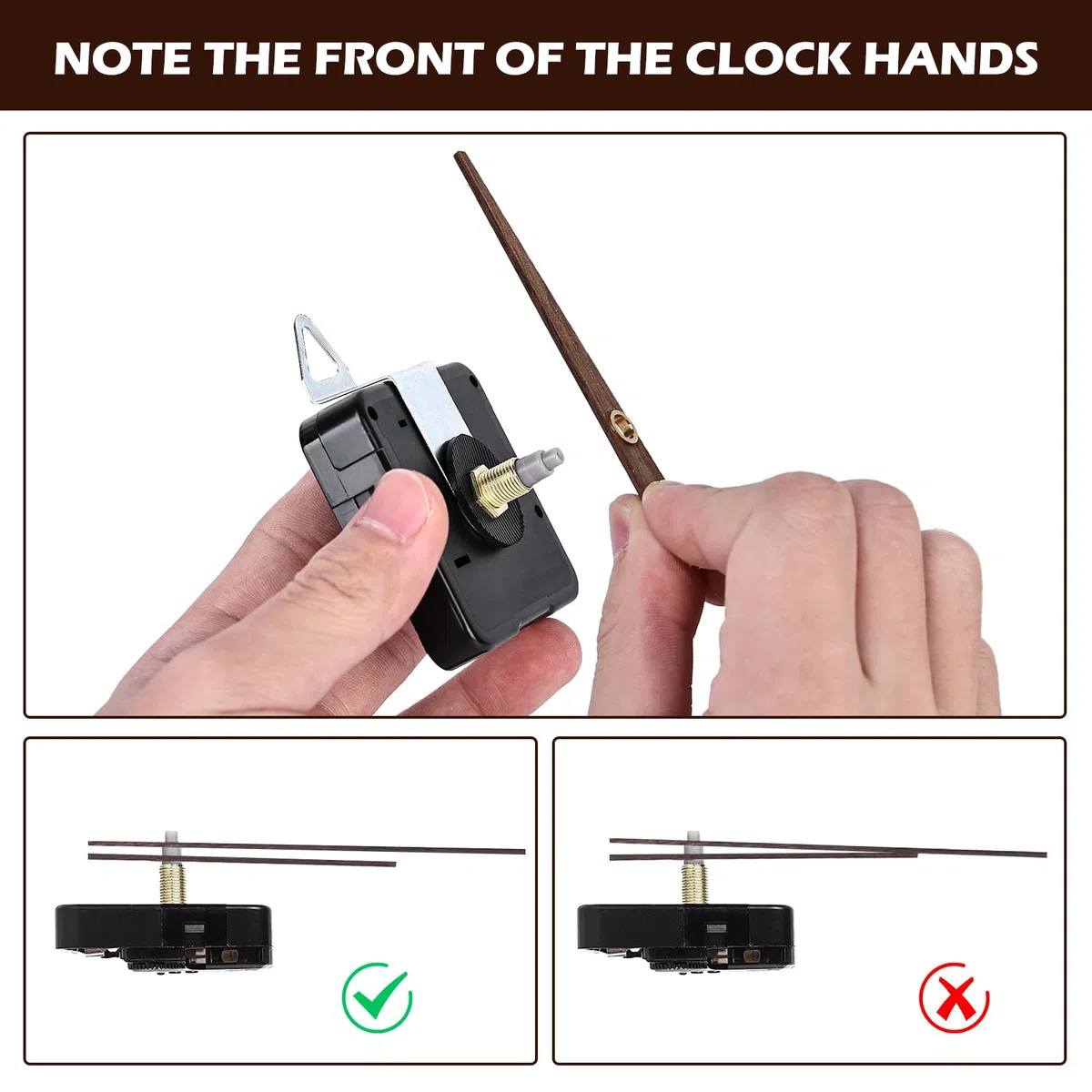Mecanismo de cuarzo y manecillas de reloj, mecanismo de movimiento silencioso, kit de repuesto con reloj de madera de nogal, mecanismo de movimiento de reloj de pared, mecanismo de movimiento para