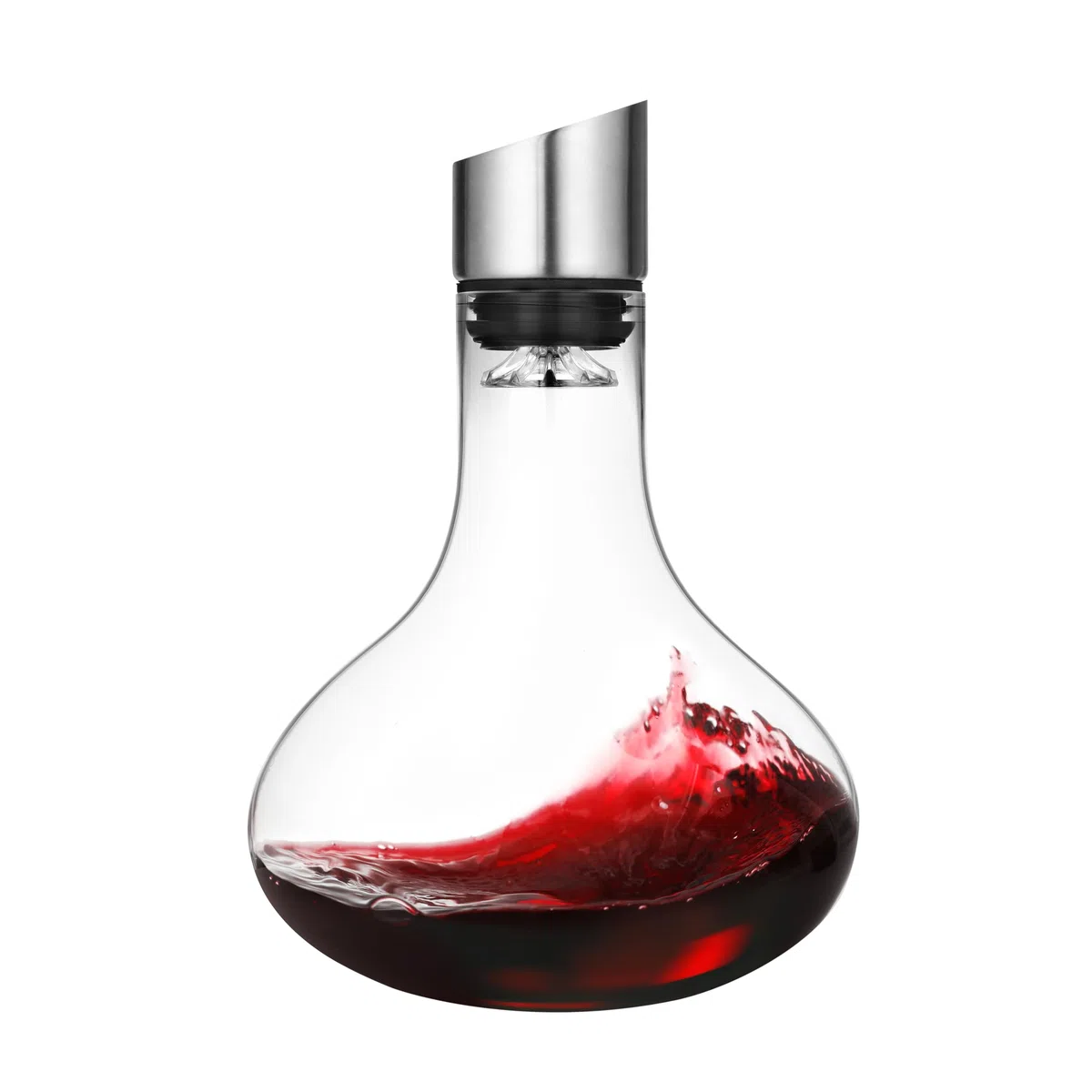 Decantador de vino, jarra de vino tinto, decantador con vertedor aireador integrado, cristal sin plomo 100% soplado a mano con tapa vertedora de acero inoxidable, filtro, regalos de vino para hombres