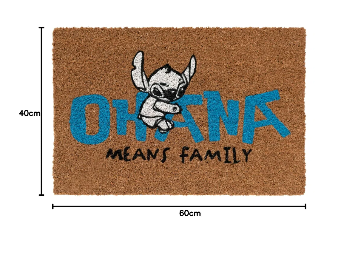 Grupo Erik Felpudo Disney Stitch Ohana - Felpudo entrada casa originales 40 x 60 cm - Alfombra entrada casa exterior antideslizante - Fabricado en fibra de coco - Productos con licencia oficial