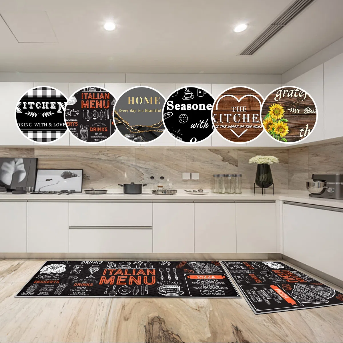Juego de Alfombrillas de Cocina Antideslizantes y duraderas, 2 Piezas Lavables para Cocina, lavandería, Dormitorio (A, 40 x 60 + 40 x 120 cm)