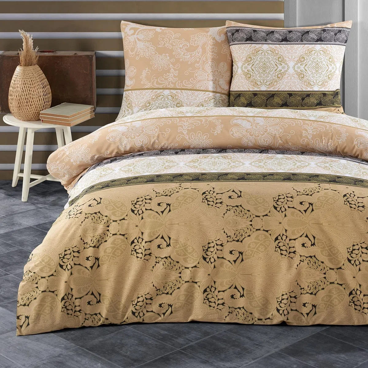 Buymax Ropa de cama edredón de cama – Juego 2 – 3 piezas de cama (con cremallera de algodón 100% Oeko-Tex ®, 100 % algodón, 9, 200 x 220 cm