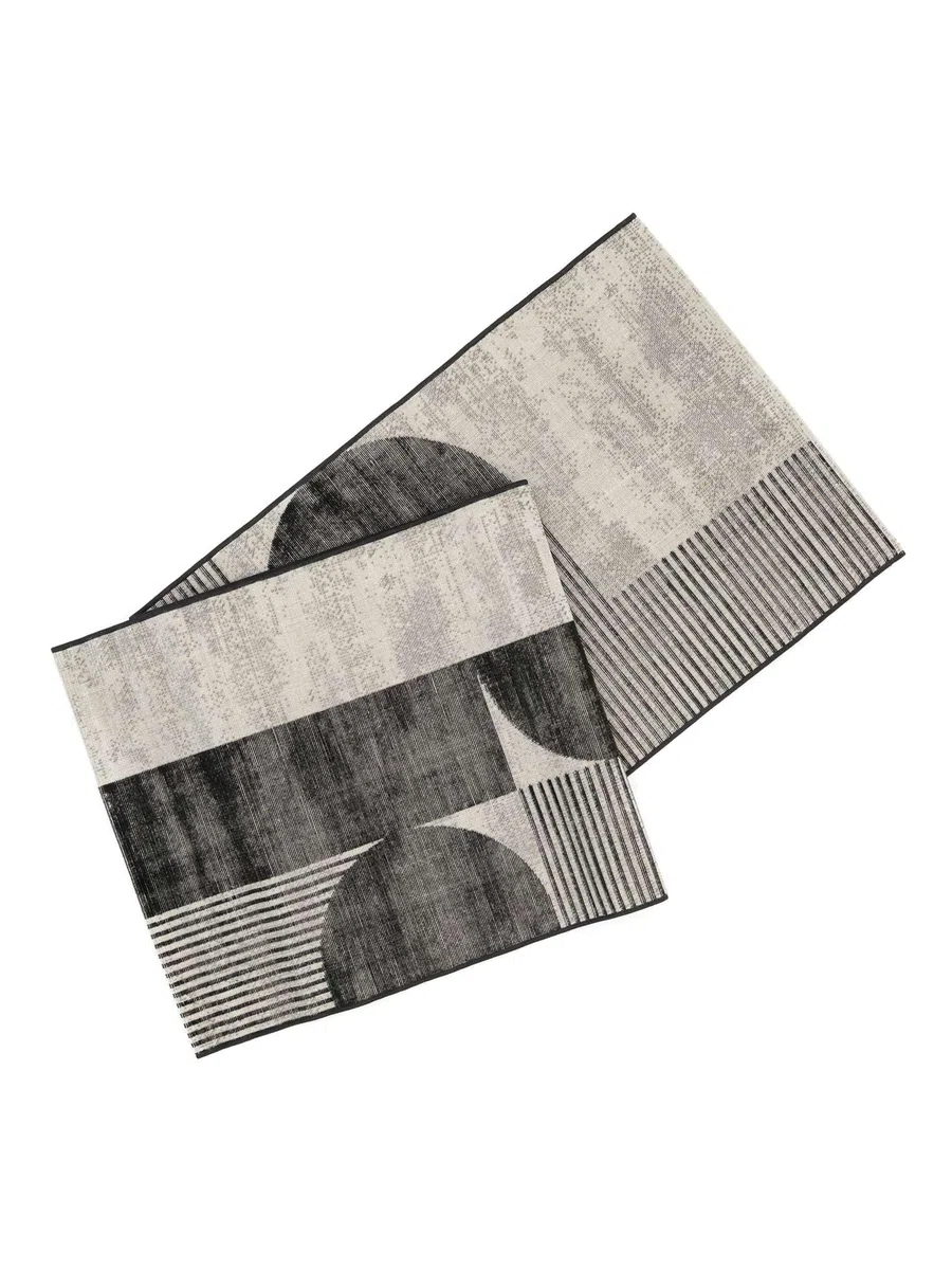 RugVista Deco Alfombra, 100 x 400 cm, Negro/Off Blanco | Modernas, Rectangular, Pelo corto, Limpieza en seco, Oeko-Tex 100