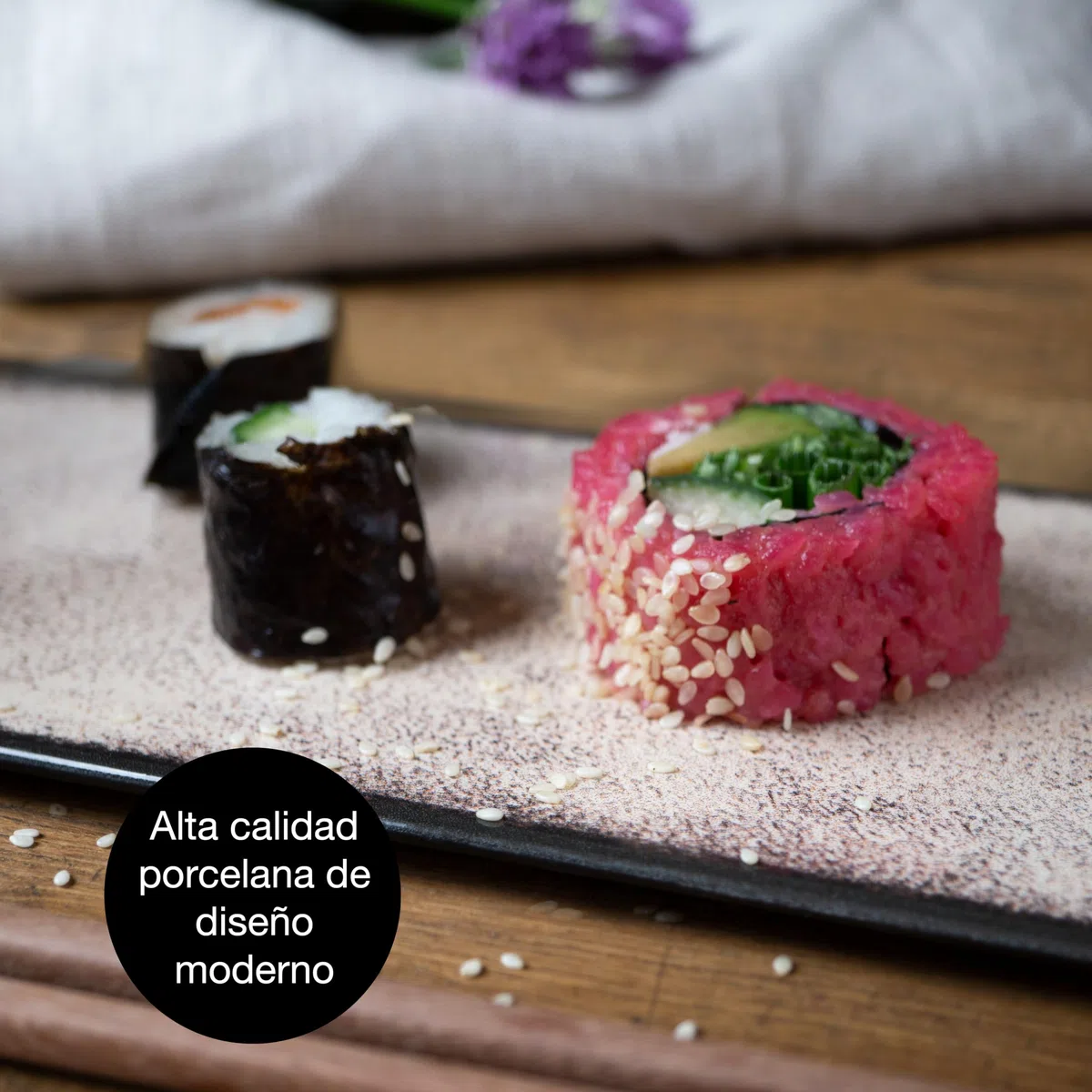Moritz & Moritz Vajilla Sushi - Platos Sushi Ceramica - Plates Set 10 Piezas para 2 Personas - Plato Sushi con Palillos Soporte de Palillos Cuencos para Wasabi