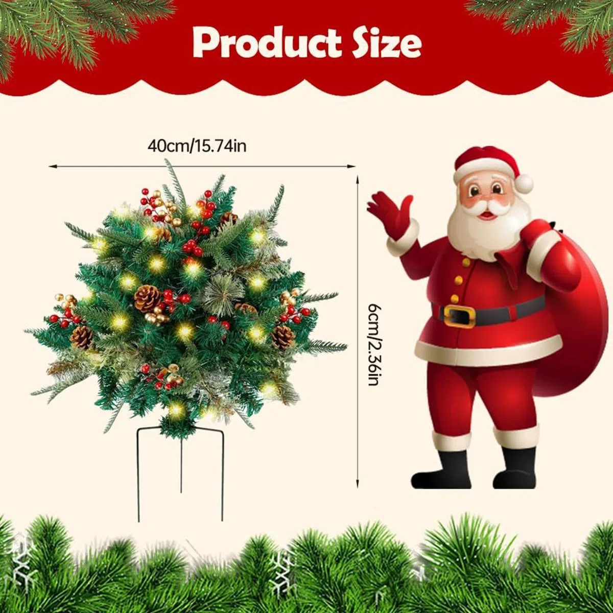 Relleno Para Maceta Navideño De Exterior Decoración Estacional Artificial | Decoración Para Árbol De Navidad Para Propietarios Y Decoradores Del Hogar Porche Entrada Umbral Patio Jardín