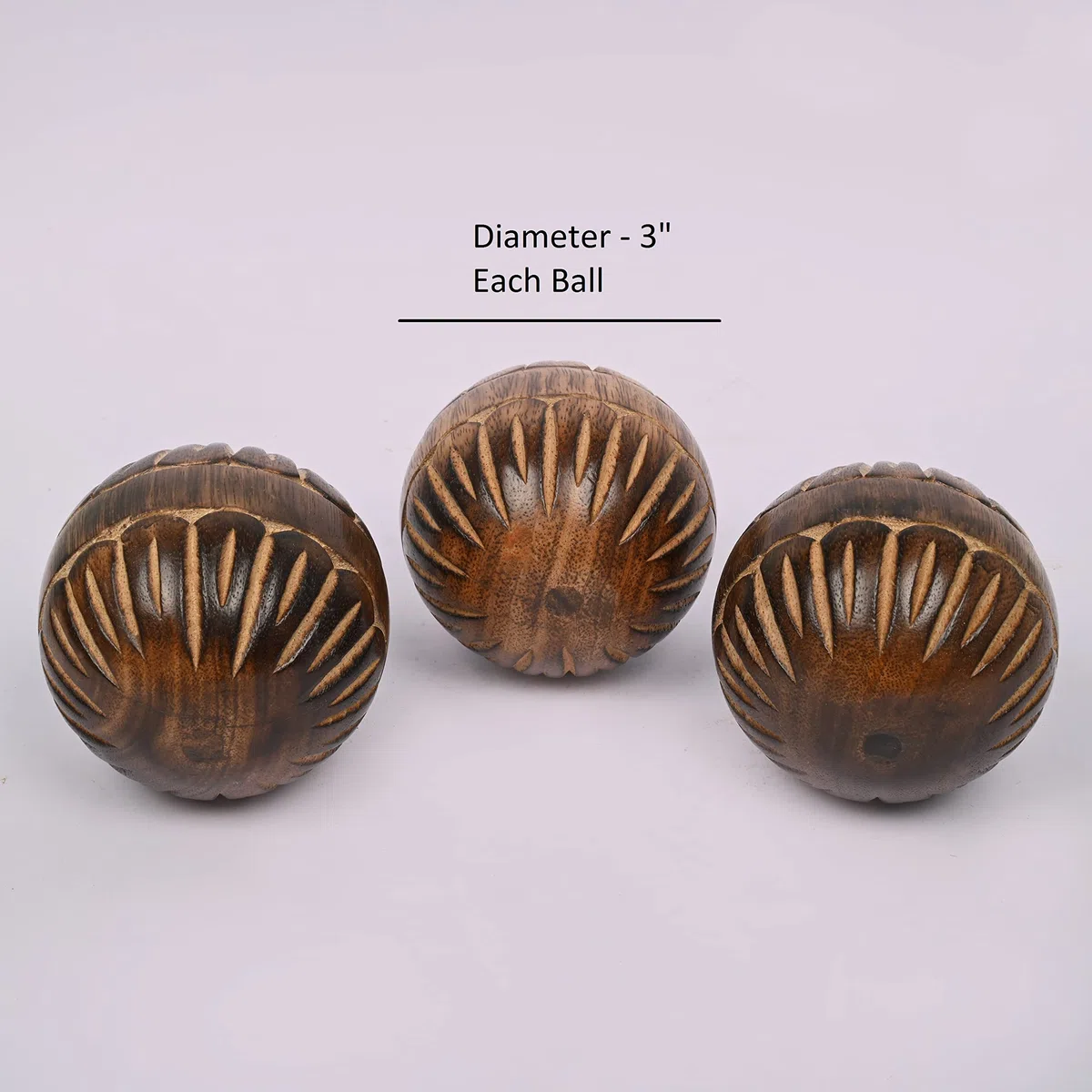 EDHAS Juego de 3 bolas redondas decorativas de madera de mango para centro de mesa o uso individual, ideal para uso en bandeja o decoración de cestas