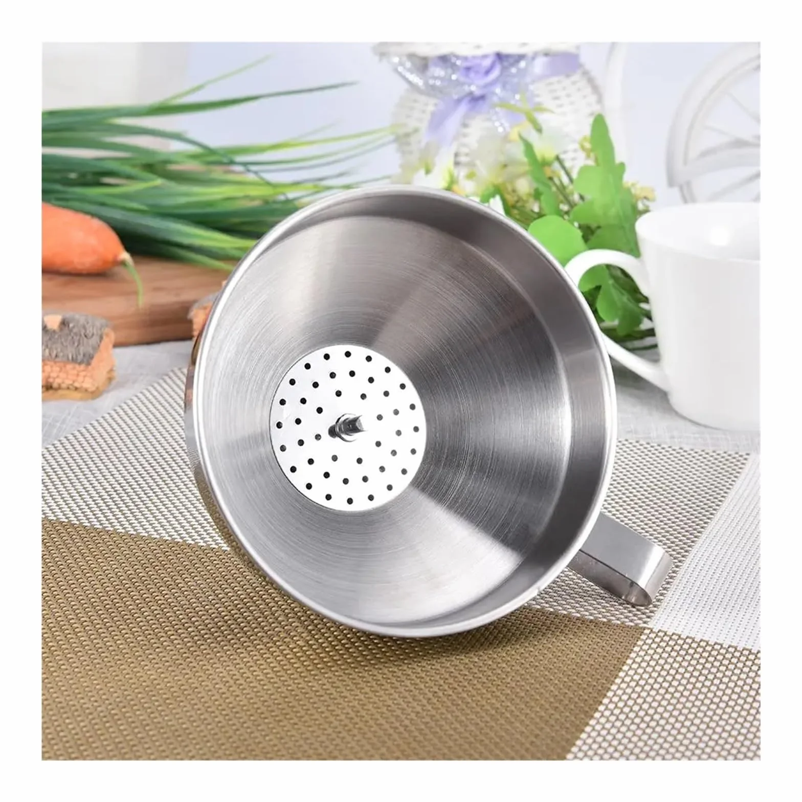 Embudo de Acero Inoxidable, Embudo de Cocina de Acero Inoxidable de 10 a 24 cm con Filtro Desmontable(20 CM)