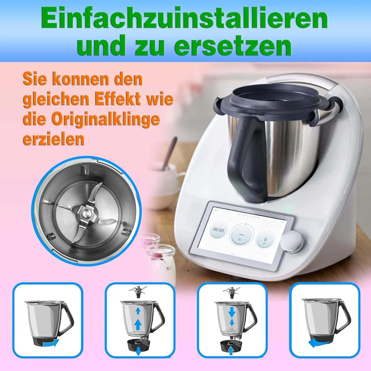 Para Thermomix TM5/TM6 Cuchilla de repuesto de acero inoxidable Cuchilla de licuadora (con sello)- Accesorios de cuchilla de licuadora para procesador de alimentos Compatible con TM5 TM6