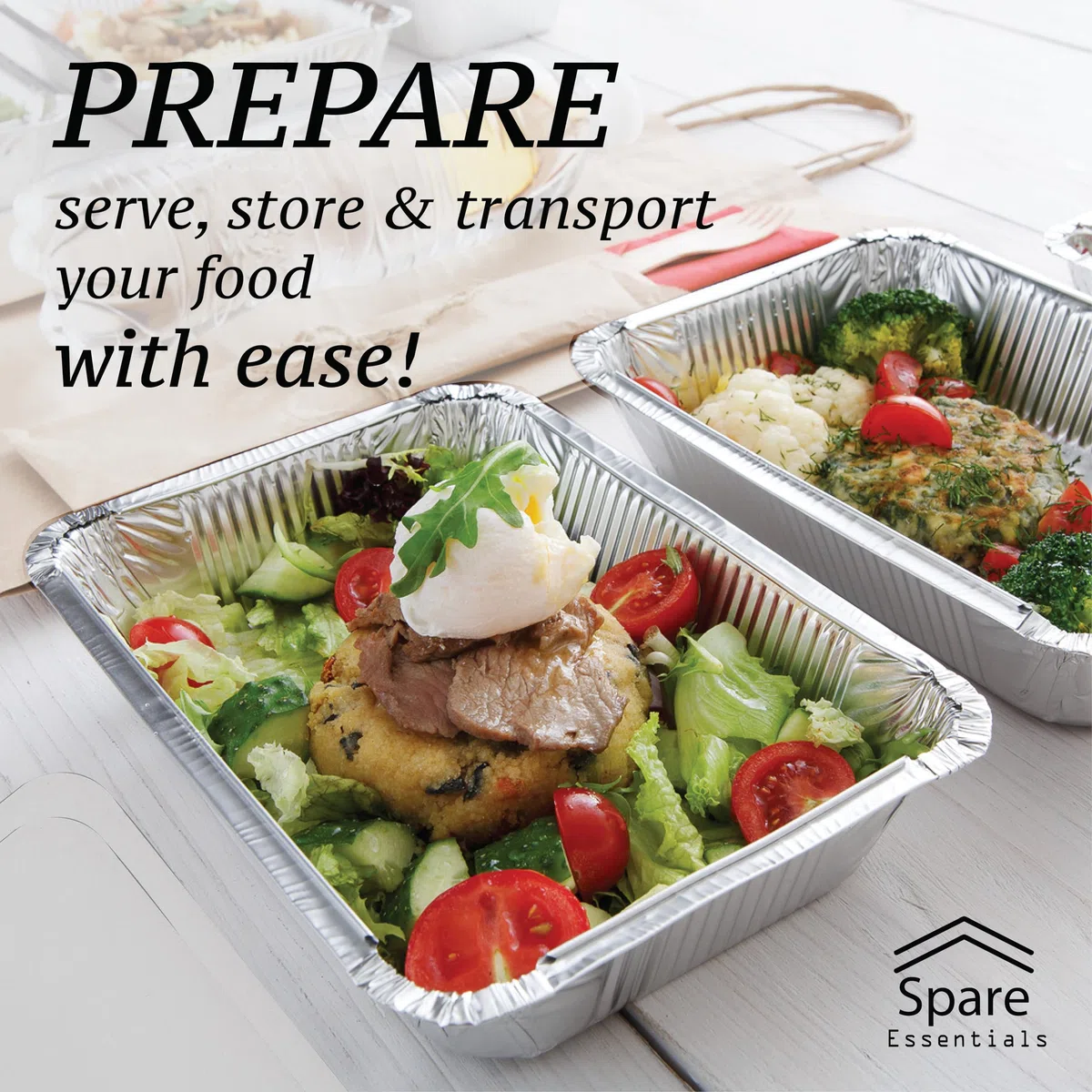 Spare Essentials Paquete de 110 sartenes de aluminio de 2.2 libras con tapas de cartón, recipientes de aluminio con tapas, recipientes desechables para alimentos, bandejas de preparación de comidas,
