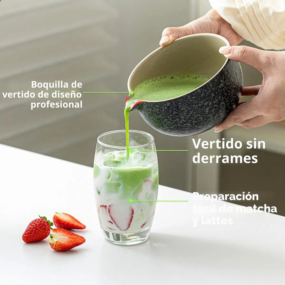 TEANAGOO Japanese Natural Rock Texture Matcha Chawan - Cuenco de cerámica para té matcha (510 ml, K17), color negro y gris