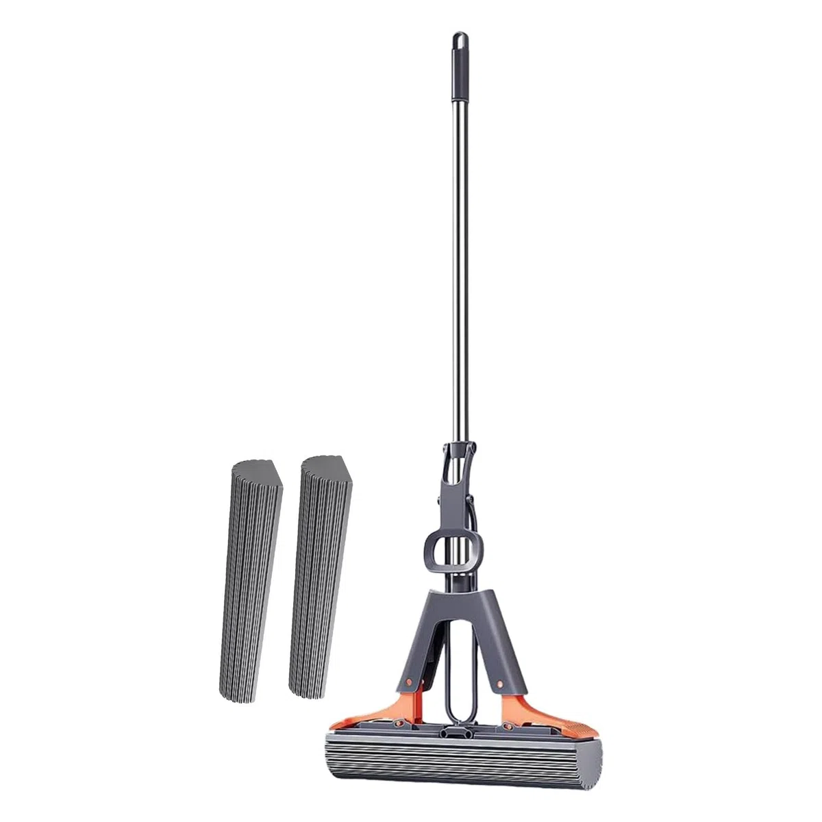 Esponja absorbente, fregona de esponja, fregona de prensa, con 2 esponja PVA absorbente y reutilizable, con mango de acero inoxidable, fregona esponja, fregona para lavar el suelo