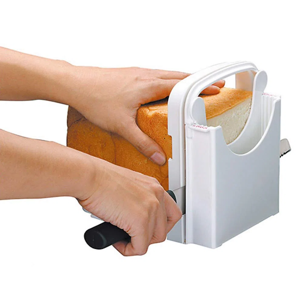 Cortador de pan, guía de rebanador de pan, cortador de pan/tostado/rebanador de pan, máquina de sándwiches, rebanadora de pan plegable y ajustable con 5 rebanadas de grosor