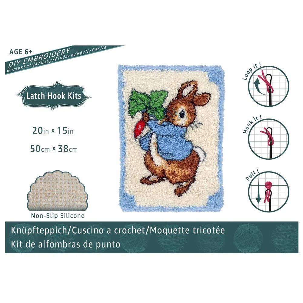 ROCKY&CHAO Kit de alfombra con gancho de pestillo, juego de bordado de alfombras, patrón de lona de ganchillo, manualidades para niños y adultos principiantes, 20 x 15 pulgadas