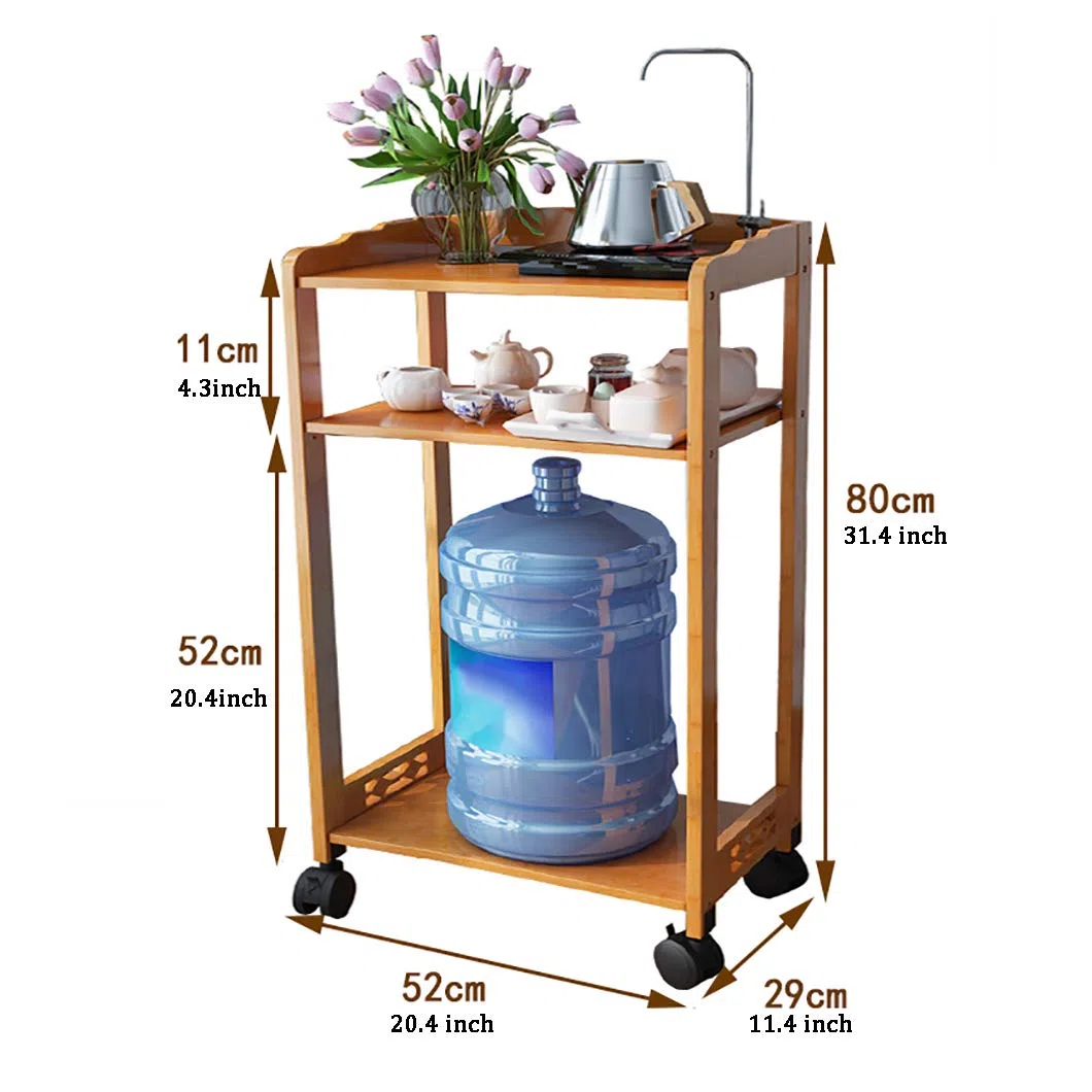 SYTH Carros de té,carros de Servicio/carros de Cocina/carros de Vino con Ruedas con Almacenamiento, carros industriales, estantes/Soporte para vinos, Muebles para el hogar de Madera
