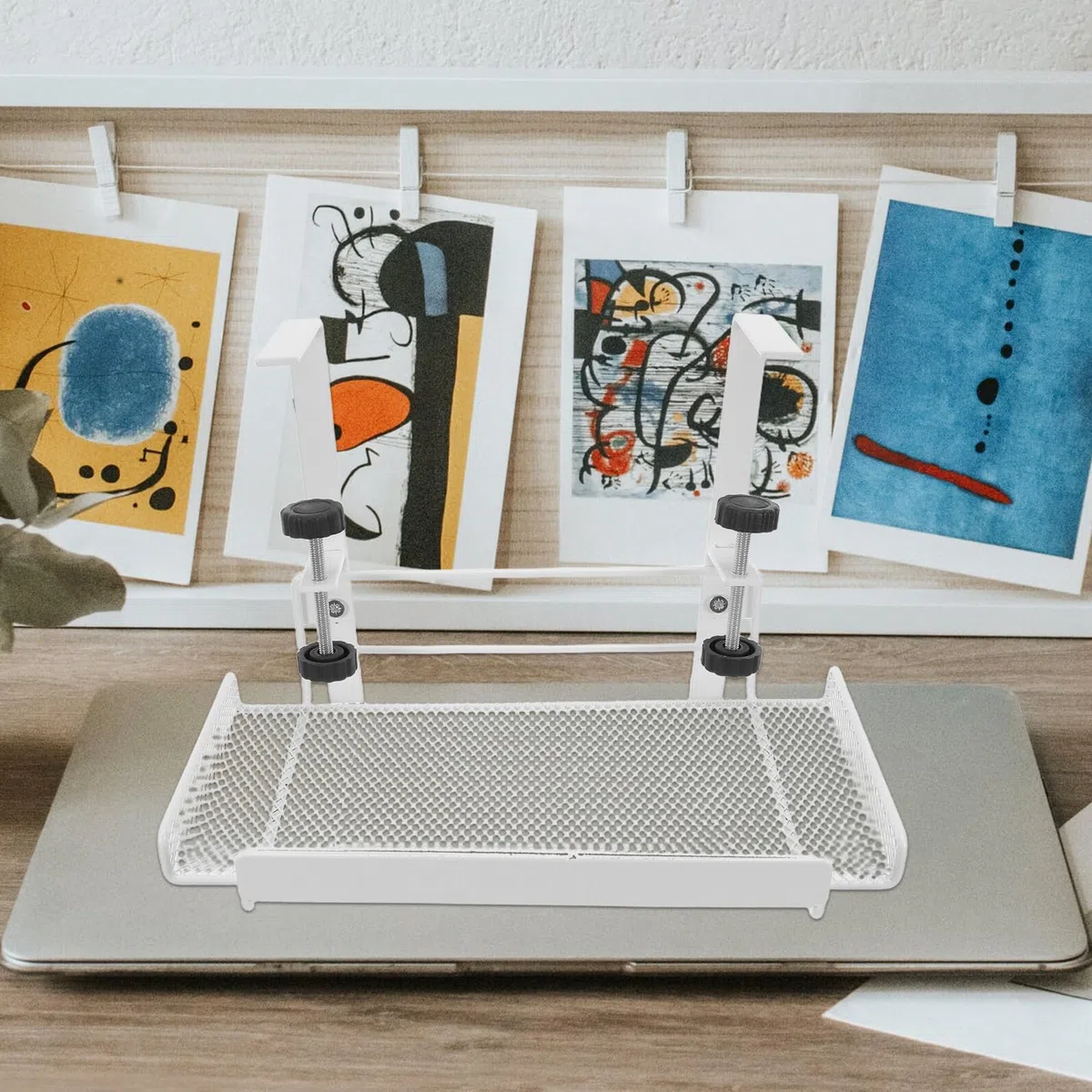 Organizador de Escritorio con Abrazadera Estante Metálico bajo Mesa Ajustable Bandeja para Gestión de Cables Documentos y Suministros de Oficina