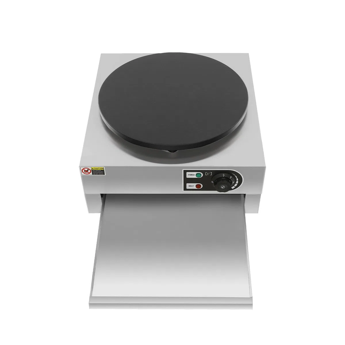 Crepa eléctrica 3 KW Crepiere sartén antiadherente 40cm temperatura ajustable con espátula de madera 48,5 x 45 x 24cm – para el hogar restaurante comida camión
