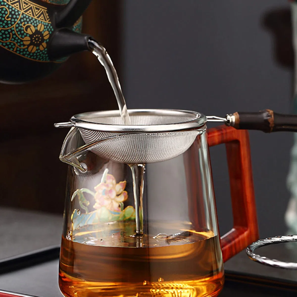 Colador de metal para té, café, filtro de malla fina, pantalla de acero inoxidable con asa, herramienta de cocina, colador de taza de metal con asa, tetera, especias sueltas, utensilio de