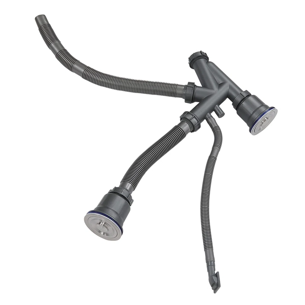 Desagües Dobles para Fregadero de Cocina, Desagüe de 110 Mm/4, 3 Pulgadas, Desagüe de Doble Lavabo de 50 Mm/2 Pulgadas, Flexible y Extensible, Drenaje Rápido, No Es Fácil de Obstruir para Desagüe