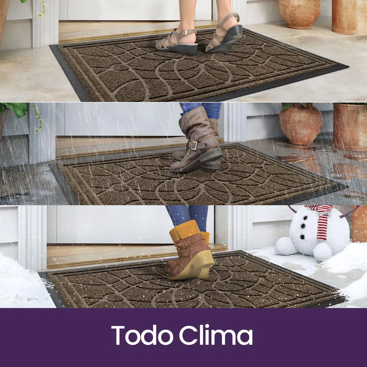 DEXI Felpudo Entrada Casa 44 x 75 cm, Felpudos Exterior Antideslizante y Lavable, Impermeable Alfombra Atrapar Suciedad para Puerta Principal, Balcón, Jardín, Marrón