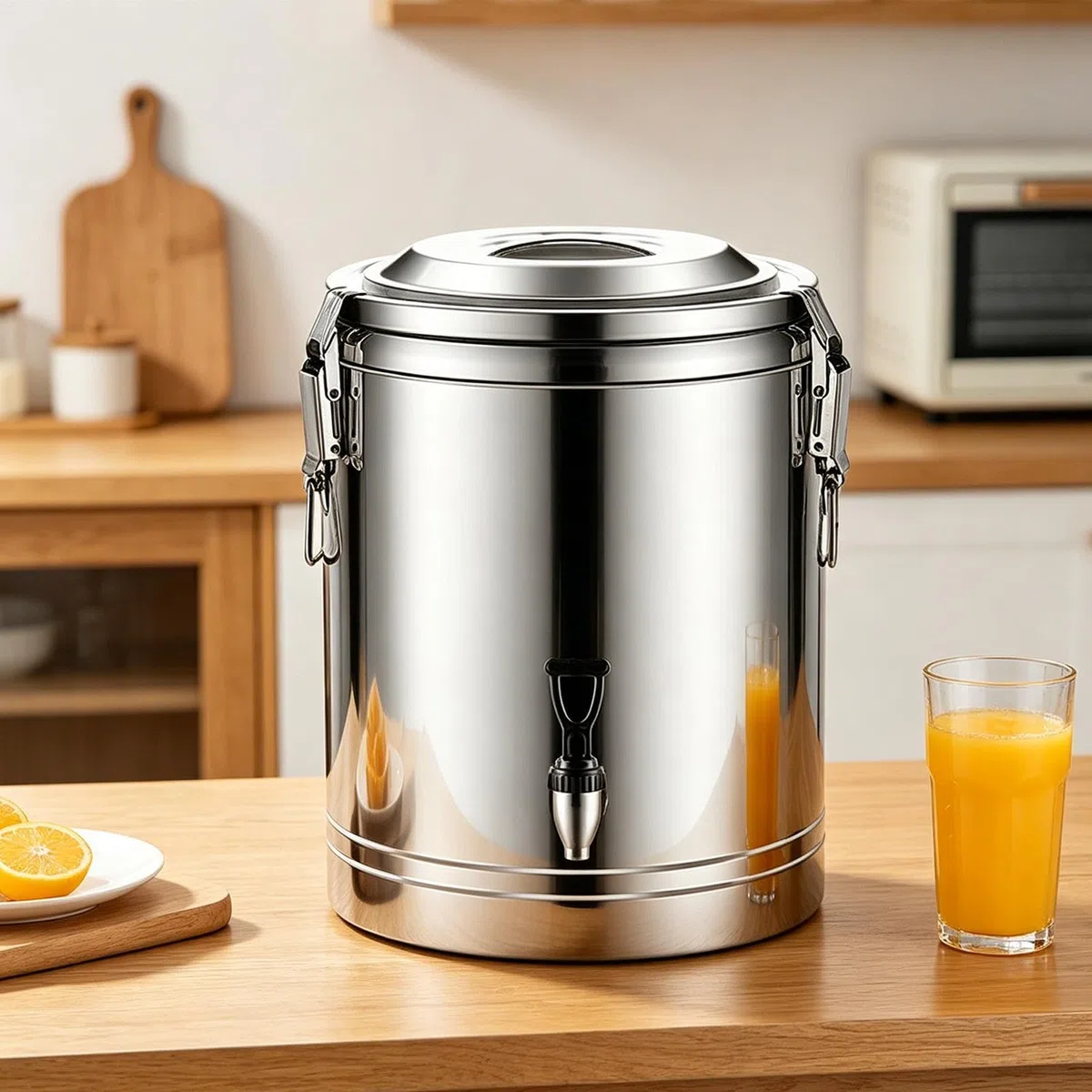 Dispensador Gran Acero Inoxidable Alimenticio | Cubo Dispensador De Agua Para Bebidas Heladas para Café, Té, , Frío y Caliente, Hogar, Cafetería, Restaurante