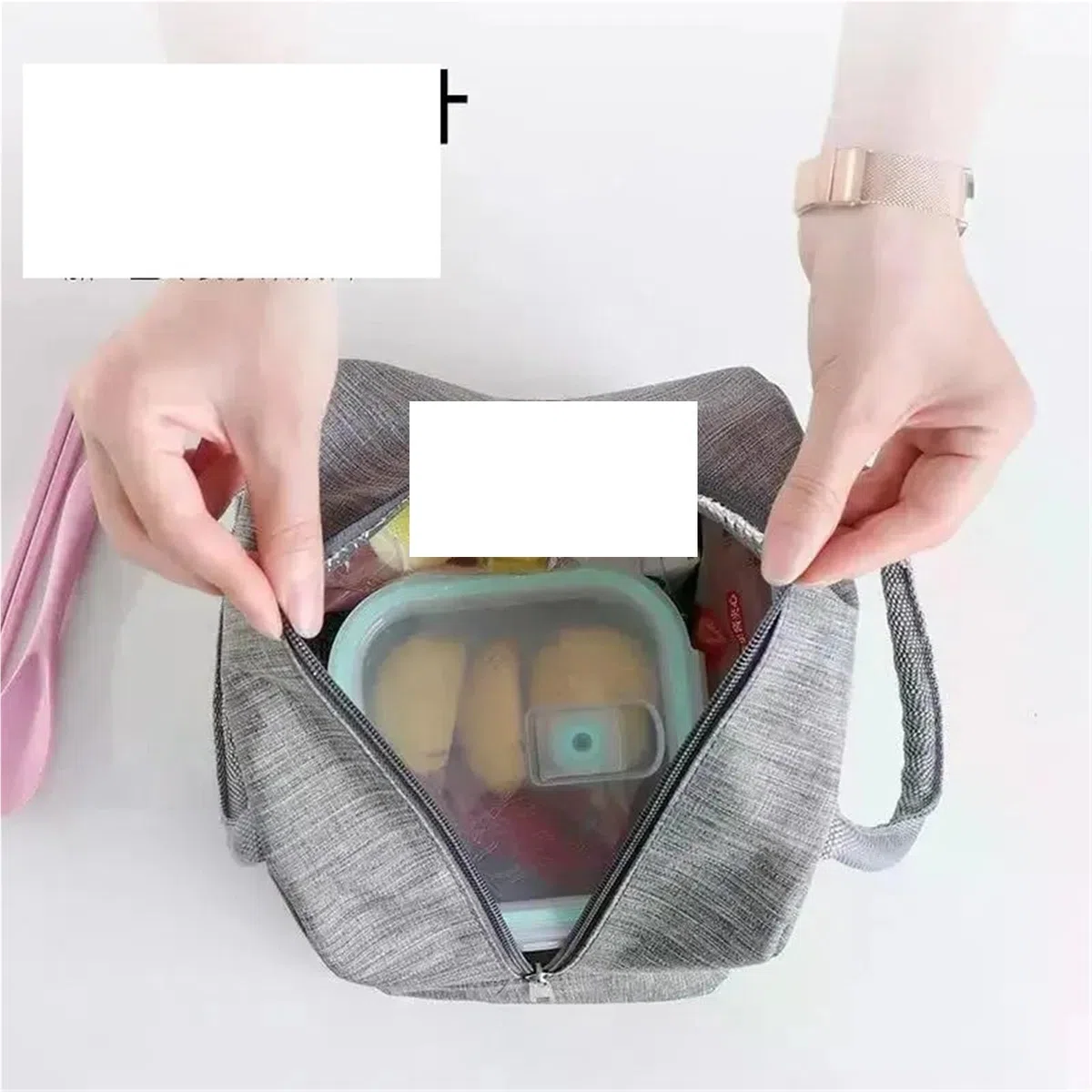 Fiambrera portátil de viaje for Picnic, 2 uds., almacenamiento alimentos, bolsa térmica for desayuno, almuerzo con asa, aislante for mujer y niño Para El Trabajo