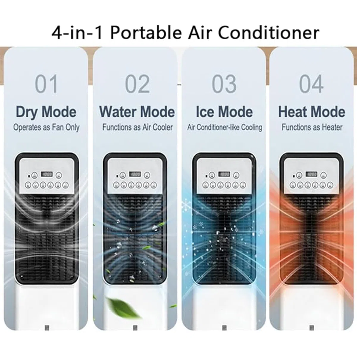 4 en 1 AC portátil, 12000 BTU de refrigeración y 10000 BTU unidad de calefacción.R290 Deshumidificador ecológico con modo ventilador.Operación silenciosa para el dormitorio, oficina, RV.Incluye Kit de