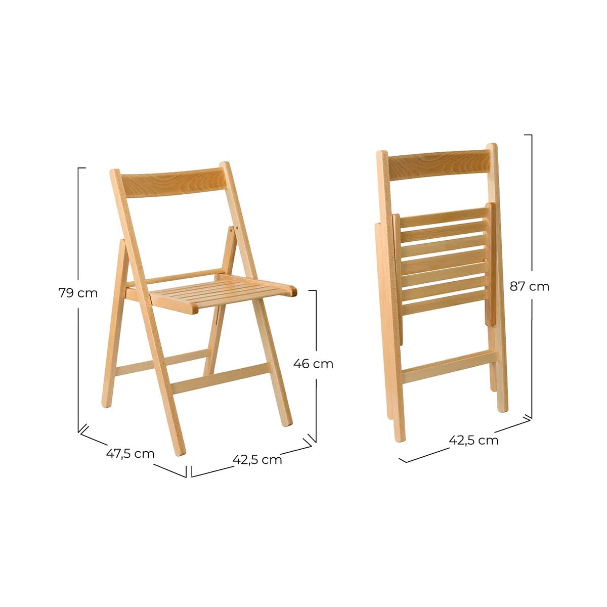 THINIA Home Silla Plegable de Madera de Haya Barnizada Buiani, One Size (184059)