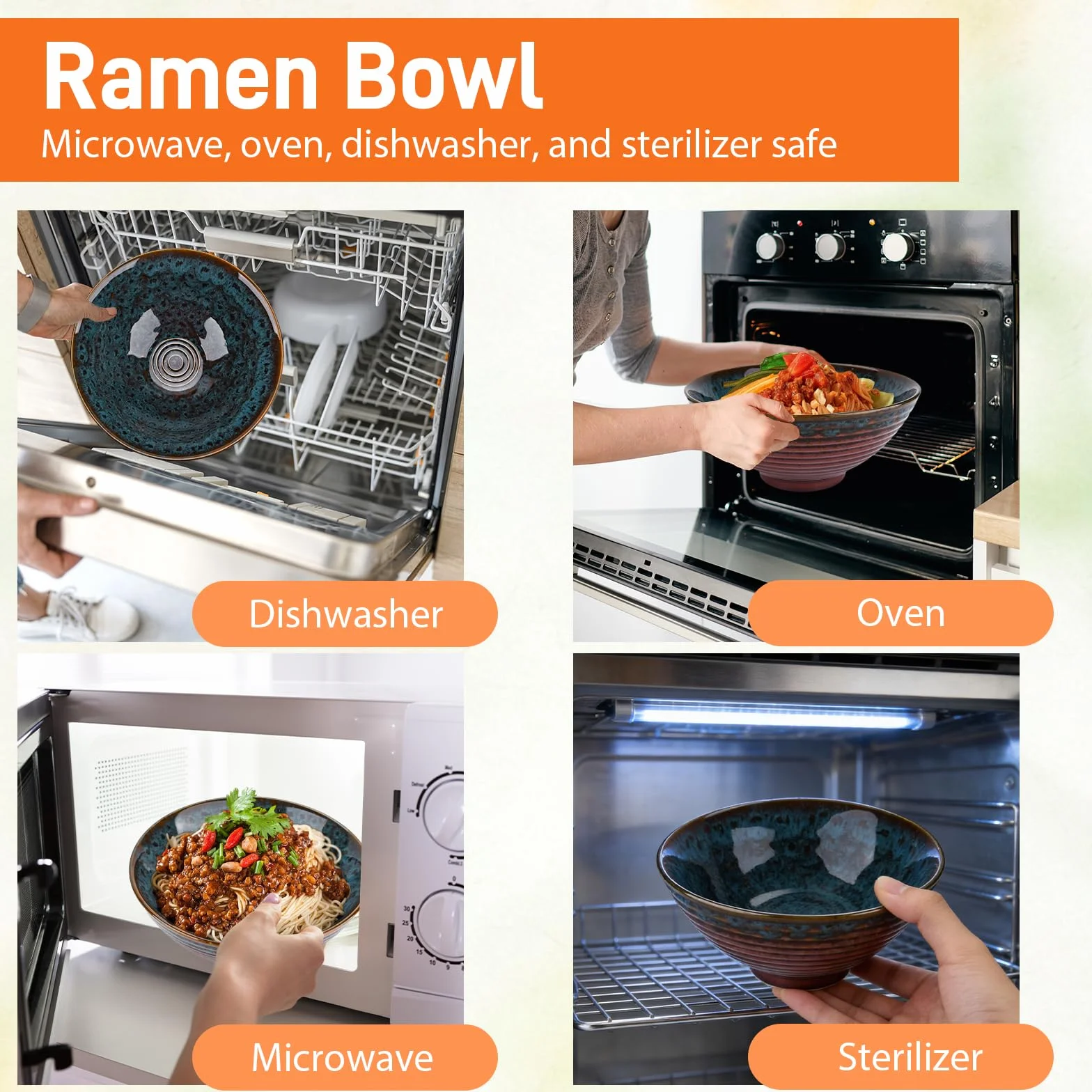 2 Juegos Tazón de Ramen Japonés,Juegode Cuencos de Ramen 1000ml,Ramen Bowl de Cerámica con Palillos y Cuchara, Tazones de Sopa de Fideos para Ensalada Frutas, Verduras, Fideos, Cereales, Sopa