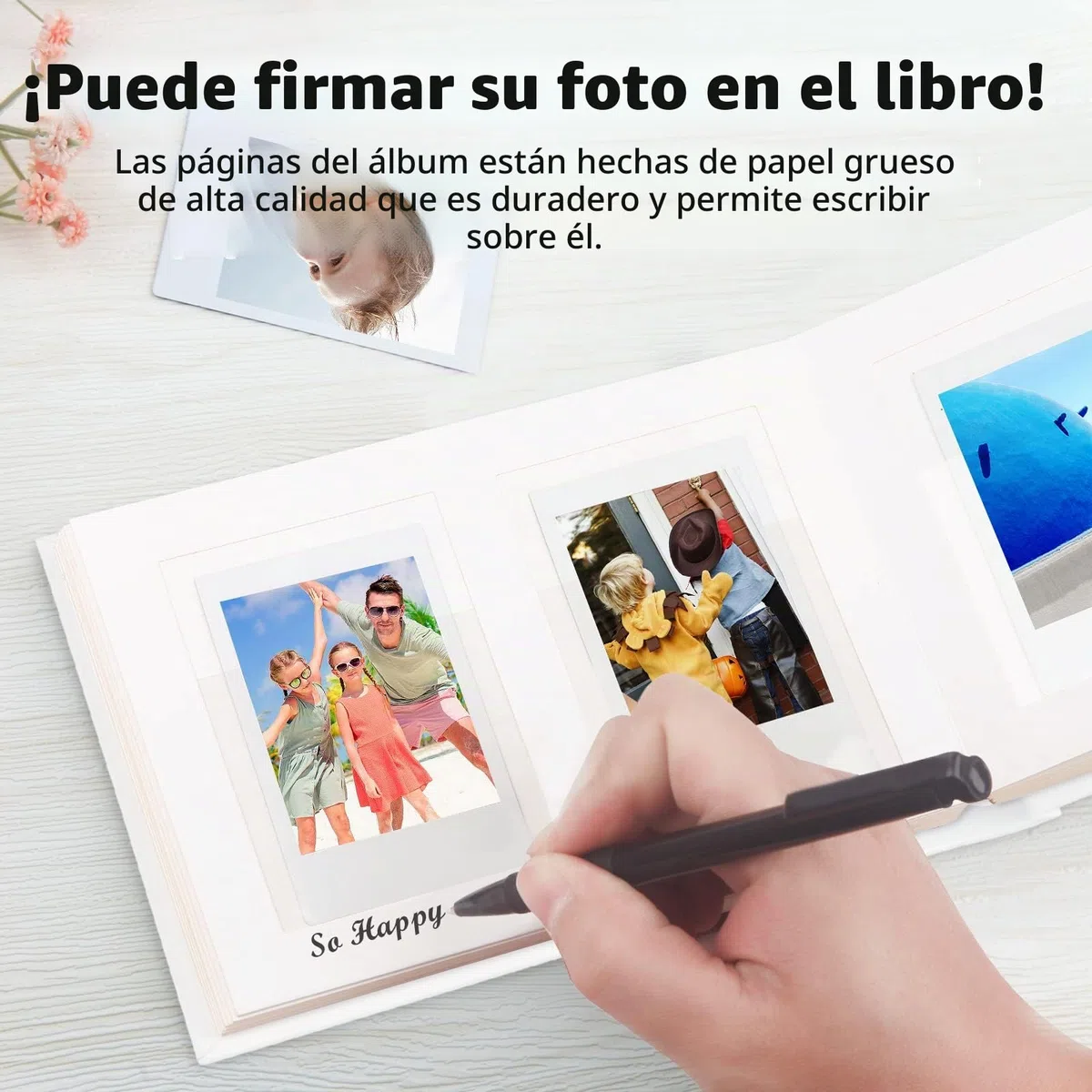 Álbum de fotos de 64 bolsillos con espacio de escritura, ventana frontal, Álbum de fotos Polaroid de 3 pulgadas, HP Sprocket, tarjetas fotográficas K-pop (Blanco)