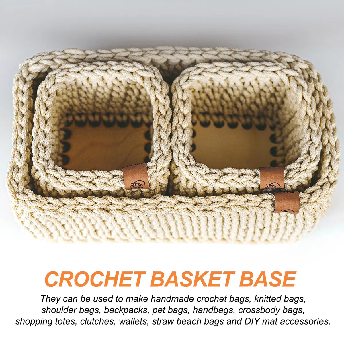 PATIKIL Base para cestas de ganchillo 12 x 12 pulgadas, 2 Piezas Bases cuadradas para fondo de cestas moldeador para bolsos suministros para tejido kit de ganchillo