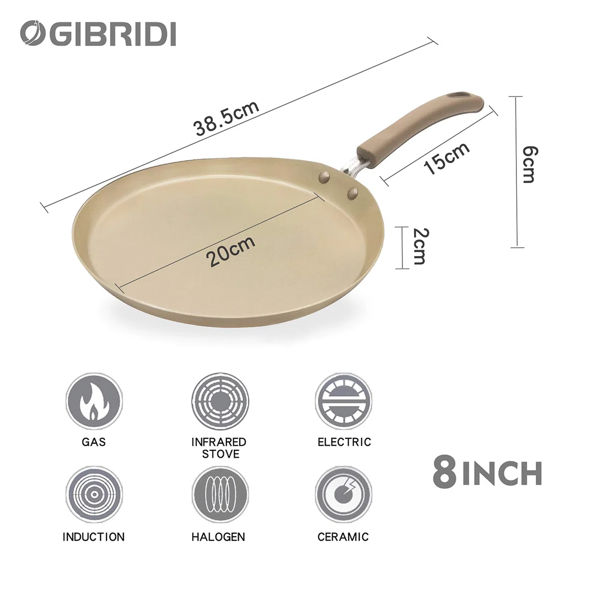 Sartén de Crepes y Tortitas Inducción Antiadherente Aleación de Aluminio Pan de Tortilla Cazos de Cocina para Hacer Bistec Tortitas Mollete etc 20m con Utensilios de Cocina