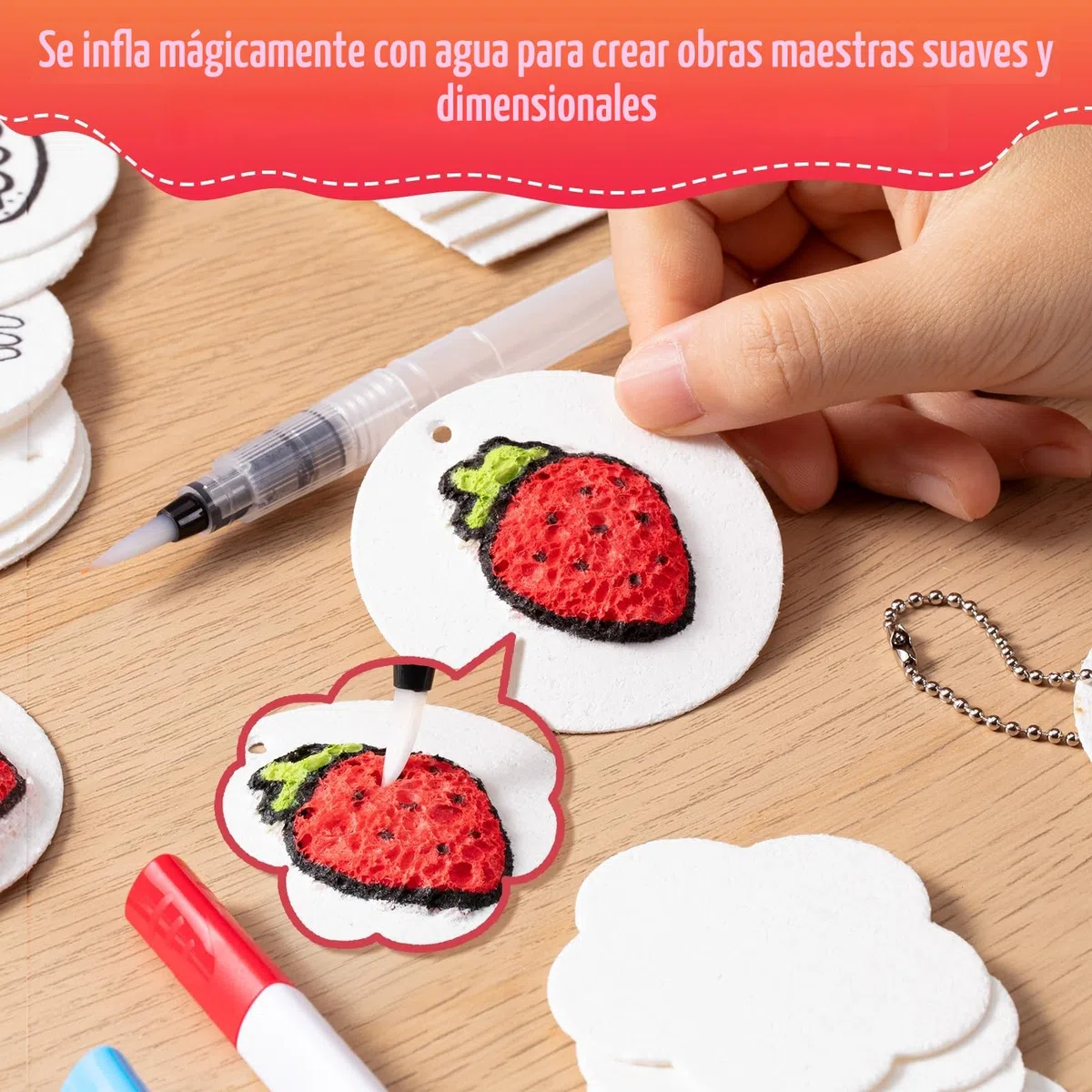 EXTSUD Magisches Puffy Paint, 68 piezas 3D espuma Textura Juego de pintura para niños con 30 espuma de papel de pintura 24 marcadores, accesorios de arte DIY y kit creativo