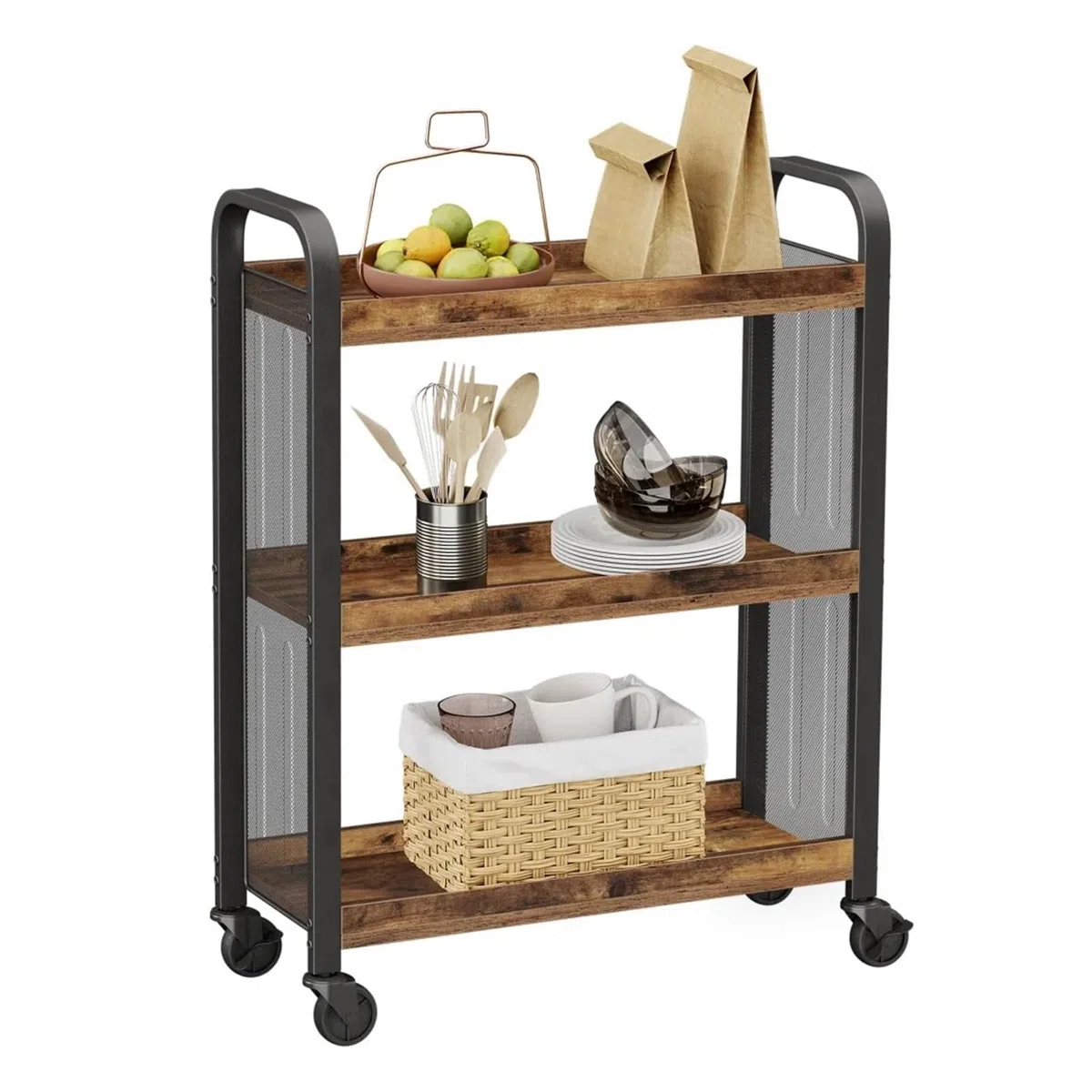 Carrito utilitario de cocina rodante con ruedas, isla de rage móvil para nización, muebles de cocina multifuncionales, carrito auxiliar de fácil movimiento