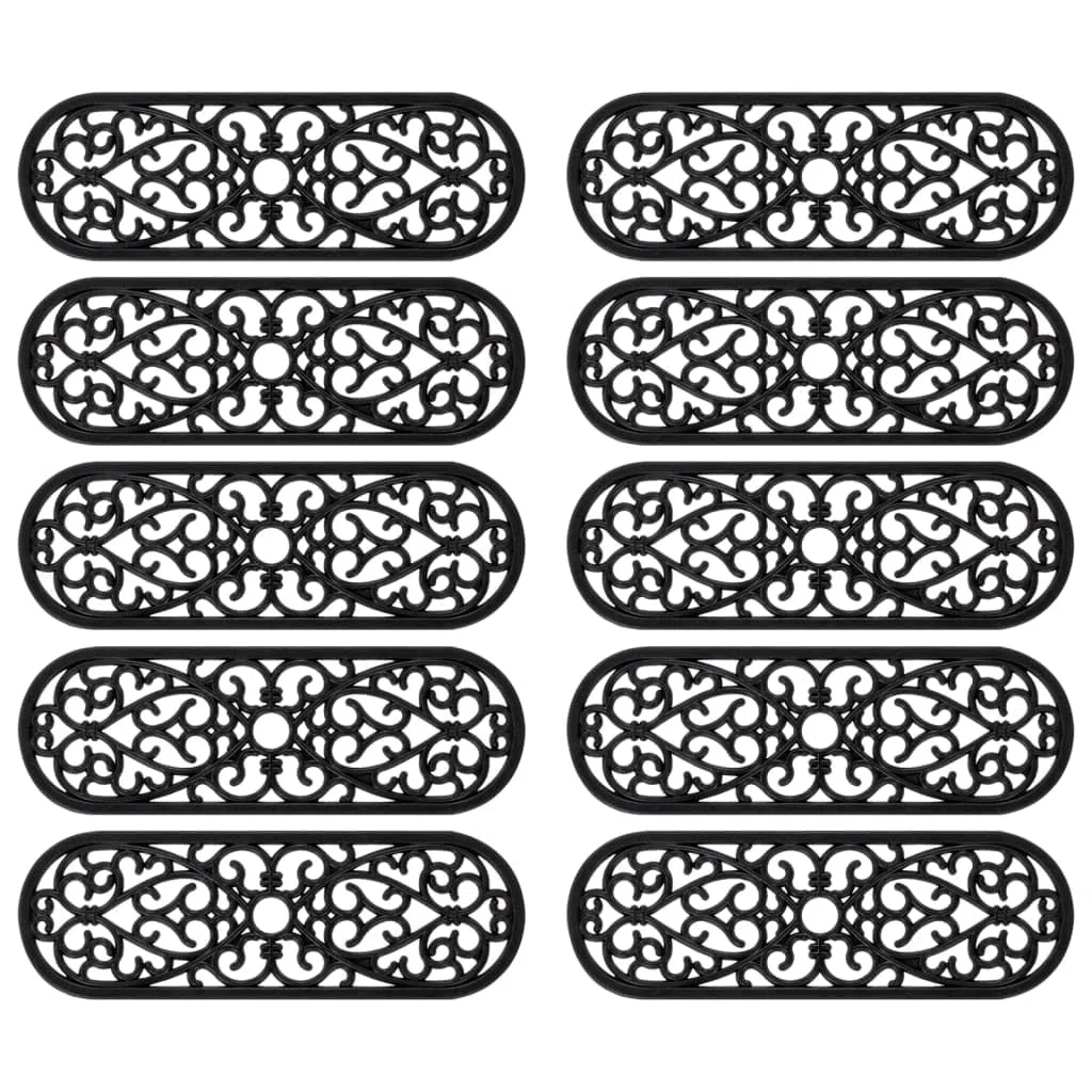 vidaXL Alfombrillas de Escalera de Goma 10 uds, Tapetes para Peldaño de Escalera, Alfombrillas Antideslizantes, Cubiertas de Escalones, Goma 25x75 cm