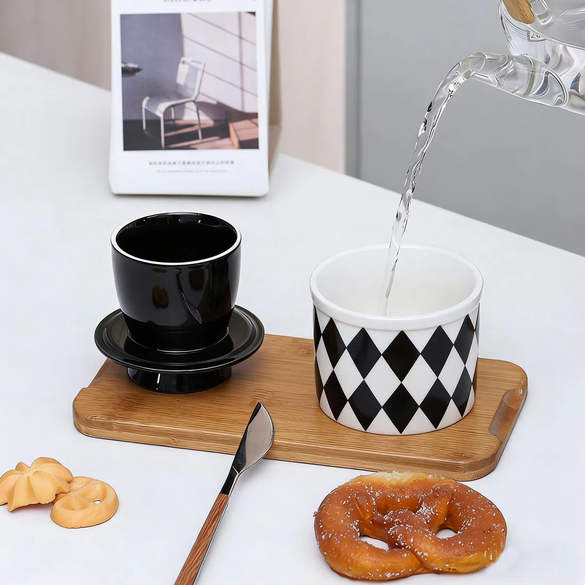 Mantequera de Porcelana,Mantequillera de Cerámica,Mantequilleras con línea de agua,Mantequera de cerámica con tapa,para guardar mantequilla fresca,Apta para Lavavajillas
