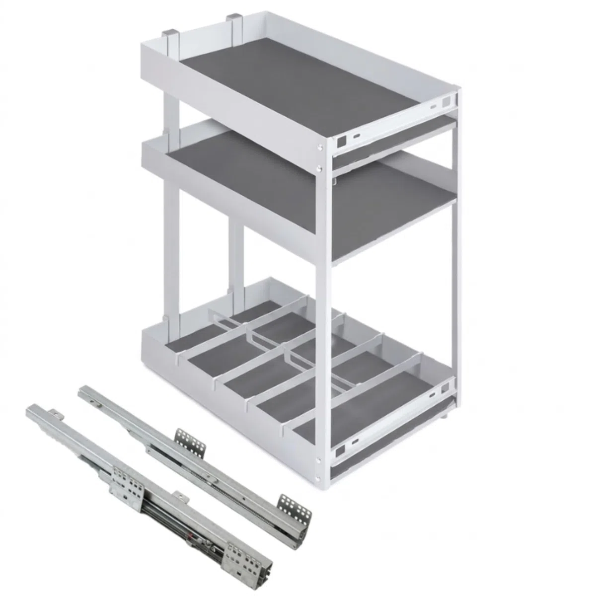 Botellero extraíble Cocina Grafito o Blanco con Cierre Suave | Organizador Deslizante para Mueble de Cocina de Altura 80 cm y Ancho de 15 a 40 cm (Blanco, Ancho Mueble 25 cm)