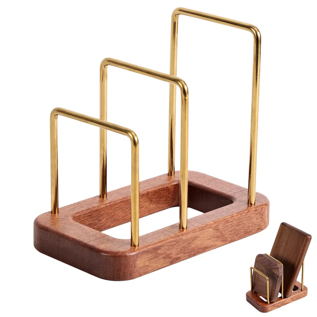 Soporte para Tabla de Cortar, Estante Tabla de Cortar con Base Madera Tapas Ollas Varios Niveles Accesorio Divisor Almacenamiento Gabinete para Encimeras Cocina