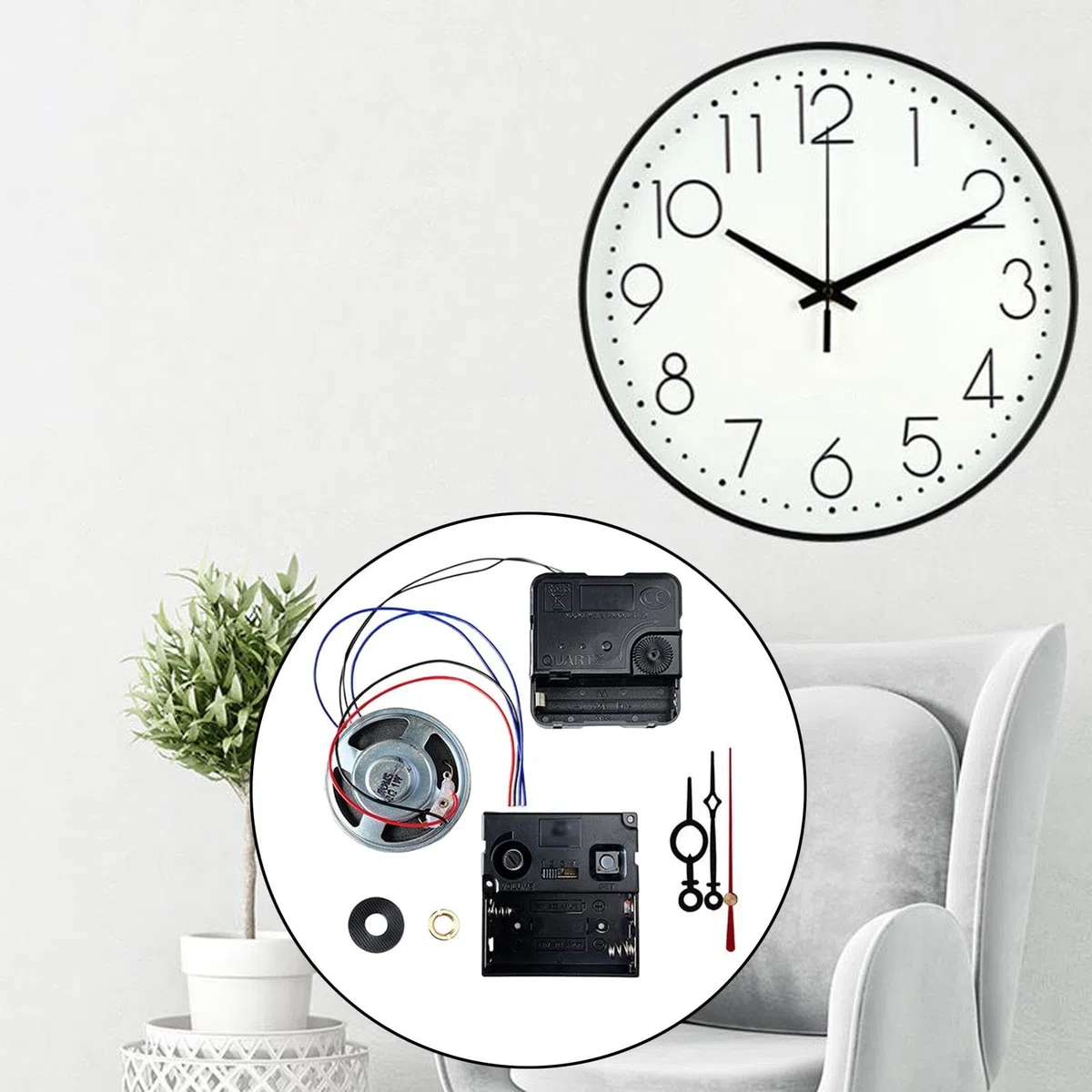 Colcolo Mecanismo de Movimiento de Reloj de Pared de Bricolaje con Piezas de reparación de Manos Reparación de Reloj con Caja de música para reemplazo de, Estilo b